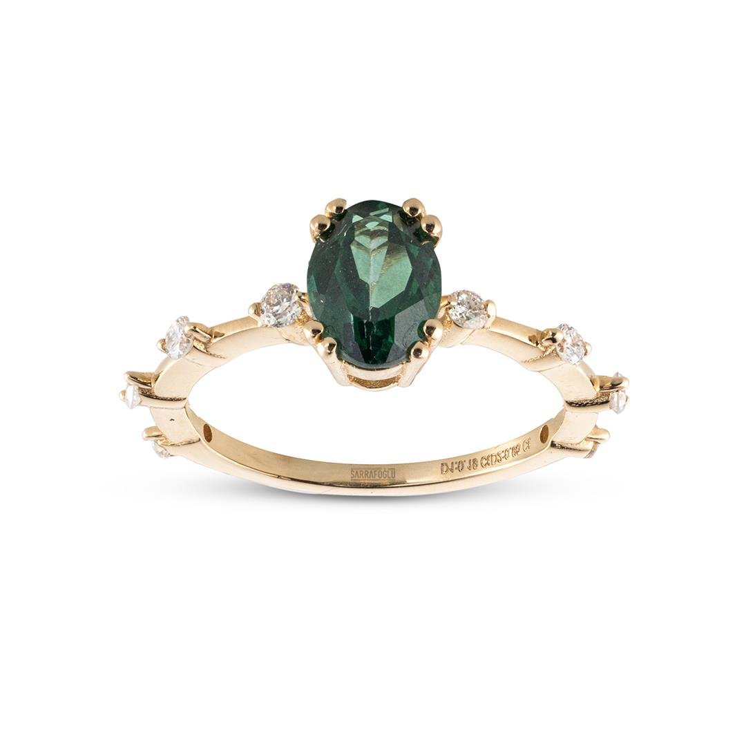 1.09 Karat Renkli Taşlı Retro Yüzük