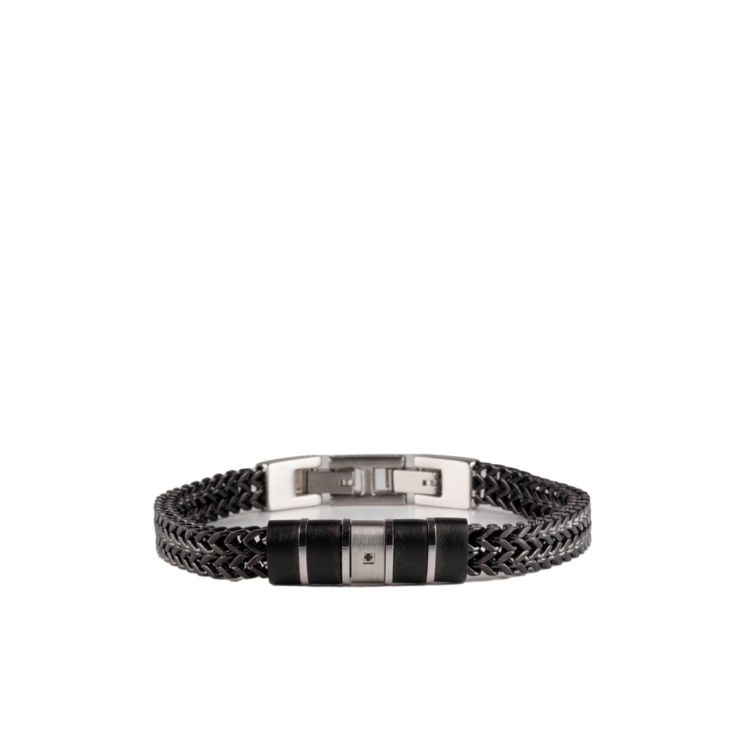 Erkek Siyah Pırlantalı Bileklik