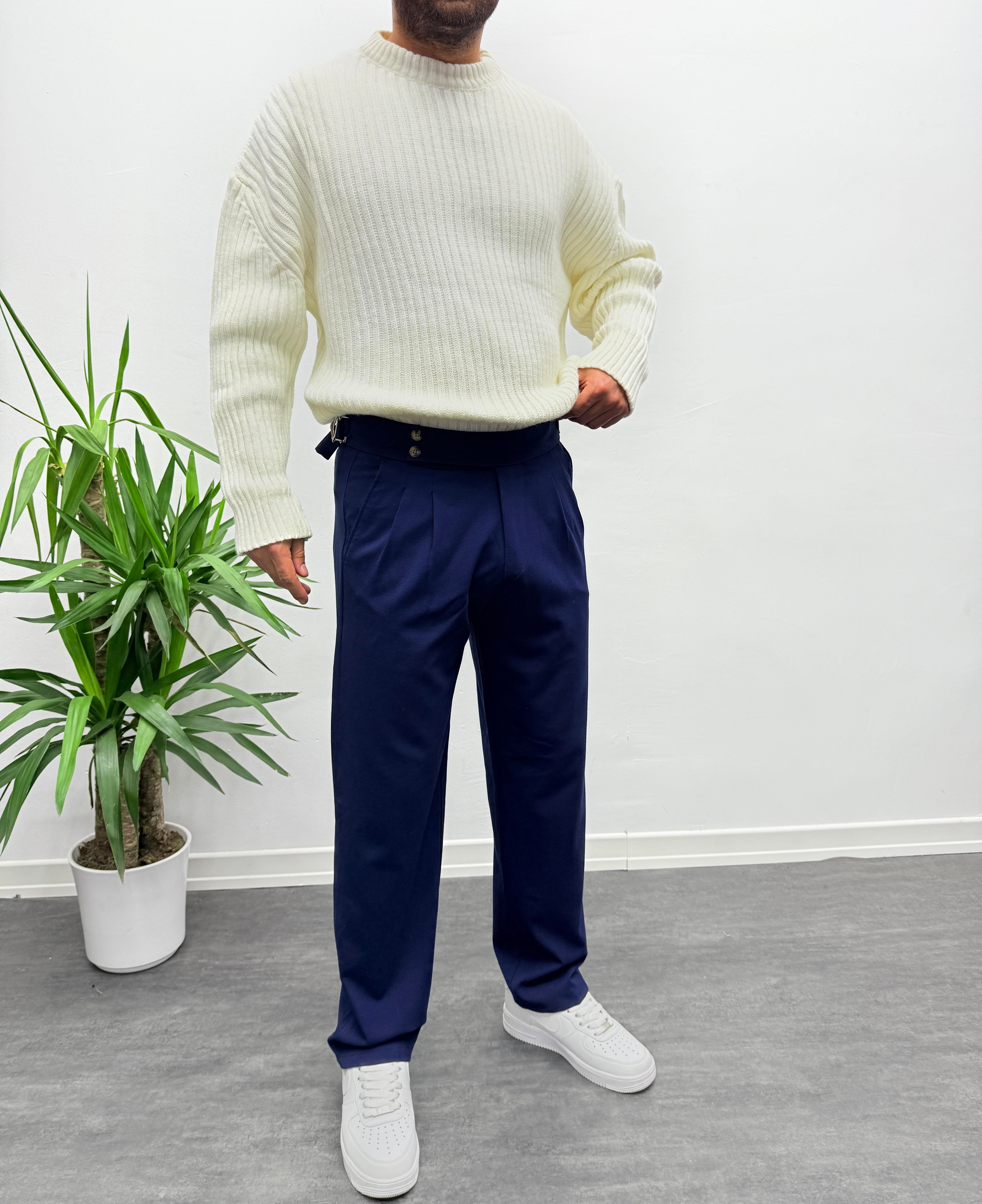 Acı Kahve Çift Toka Detaylı Baggy Kumaş Pantolon