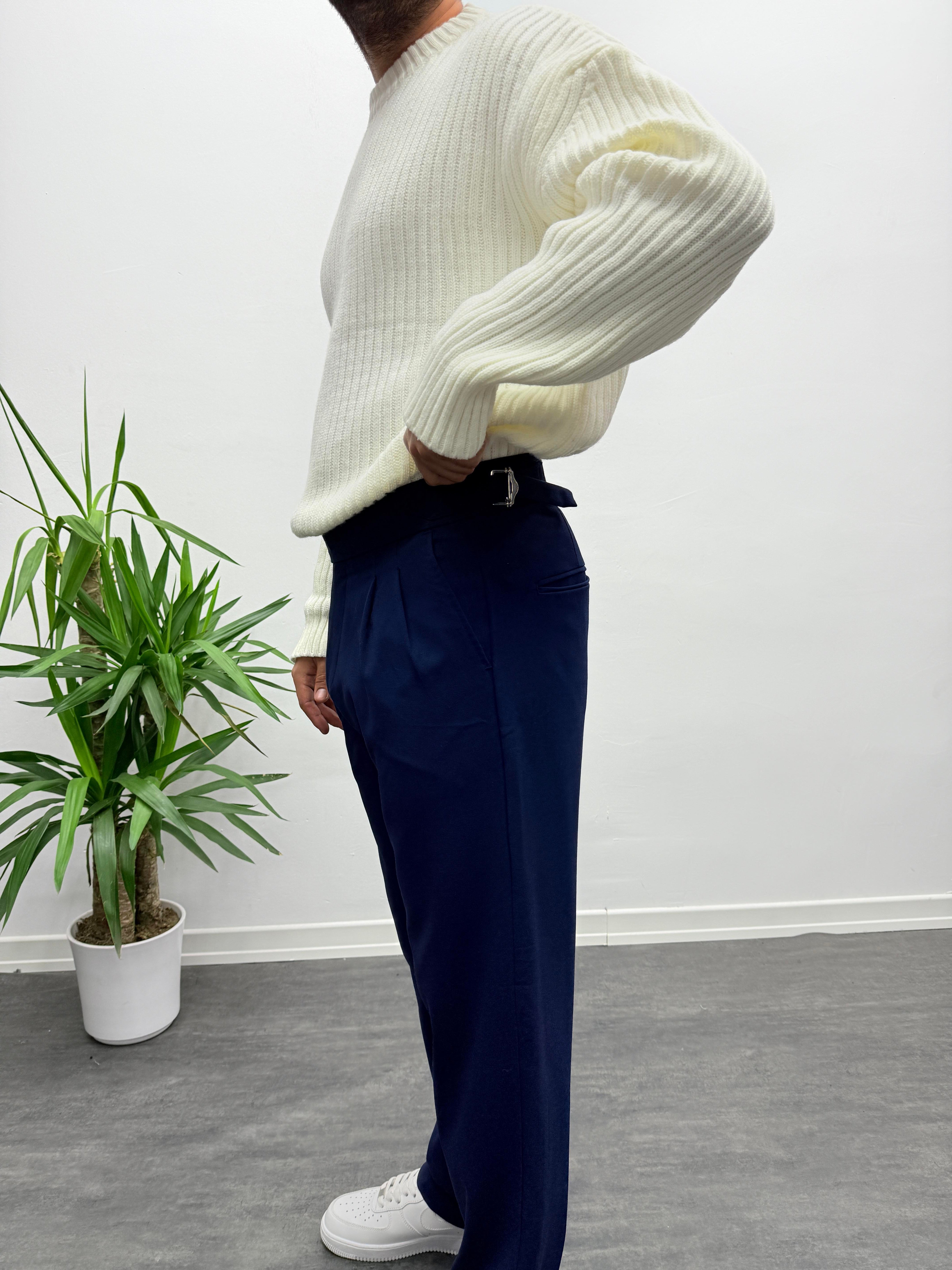 Acı Kahve Çift Toka Detaylı Baggy Kumaş Pantolon