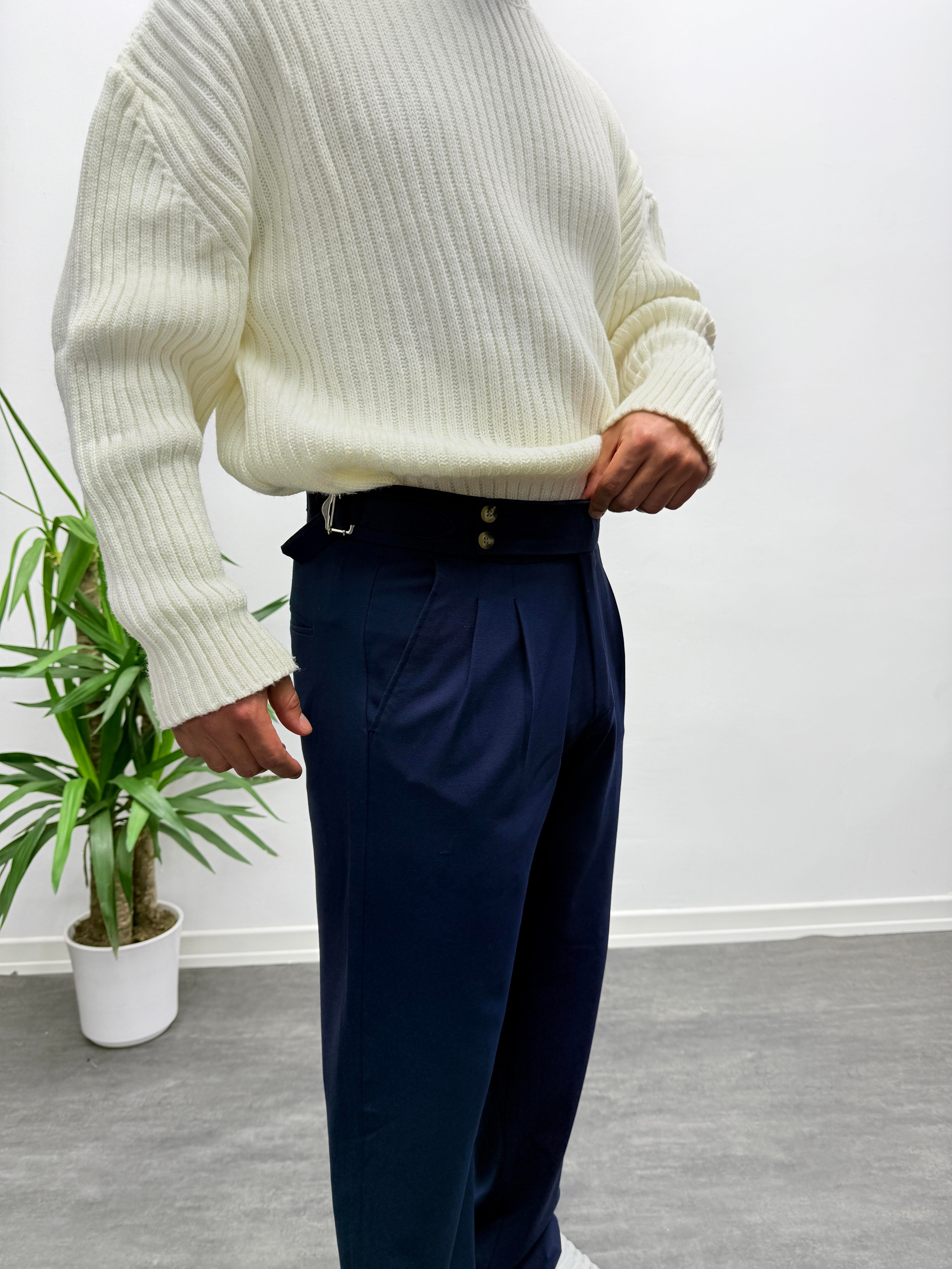 Acı Kahve Çift Toka Detaylı Baggy Kumaş Pantolon