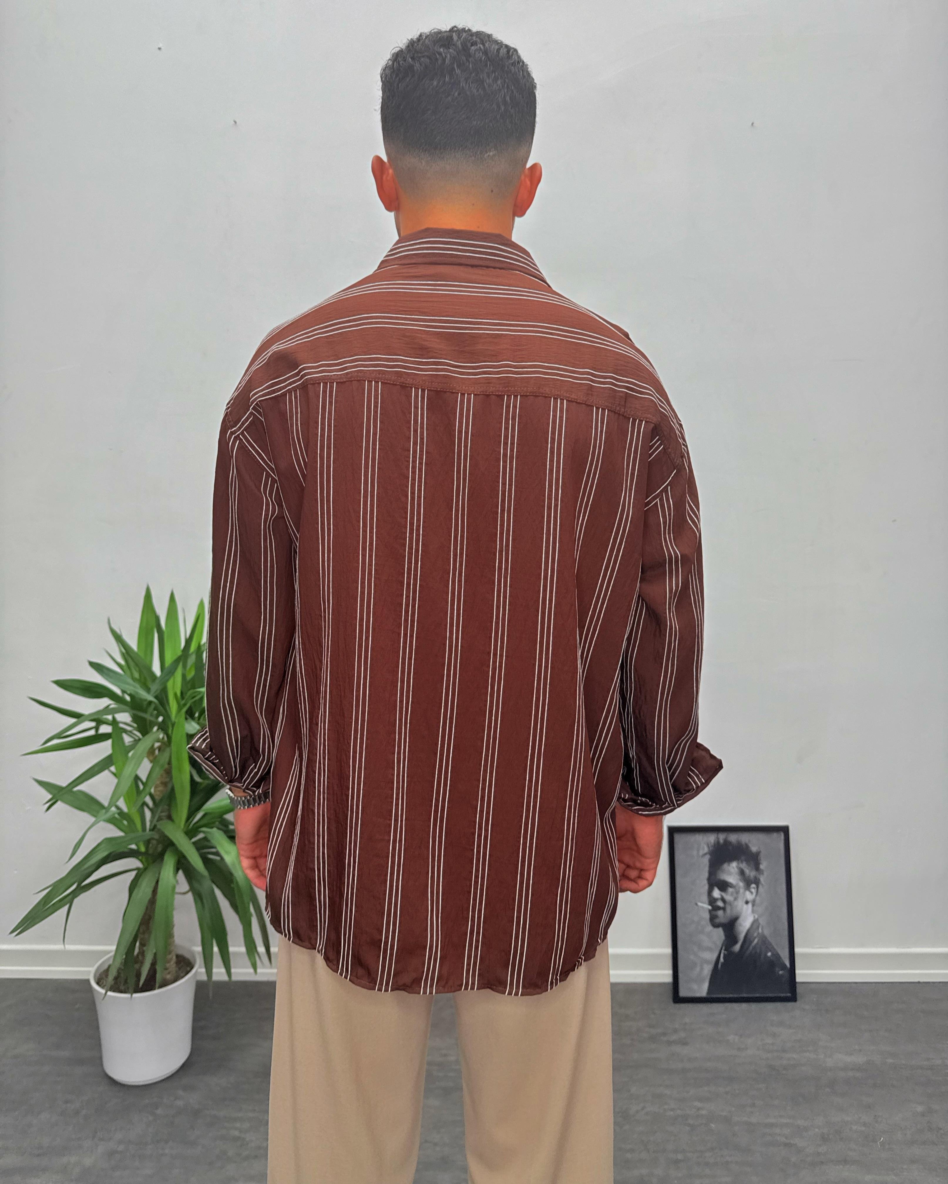 Acı Kahve Modal Kumaş Oversize Gömlek