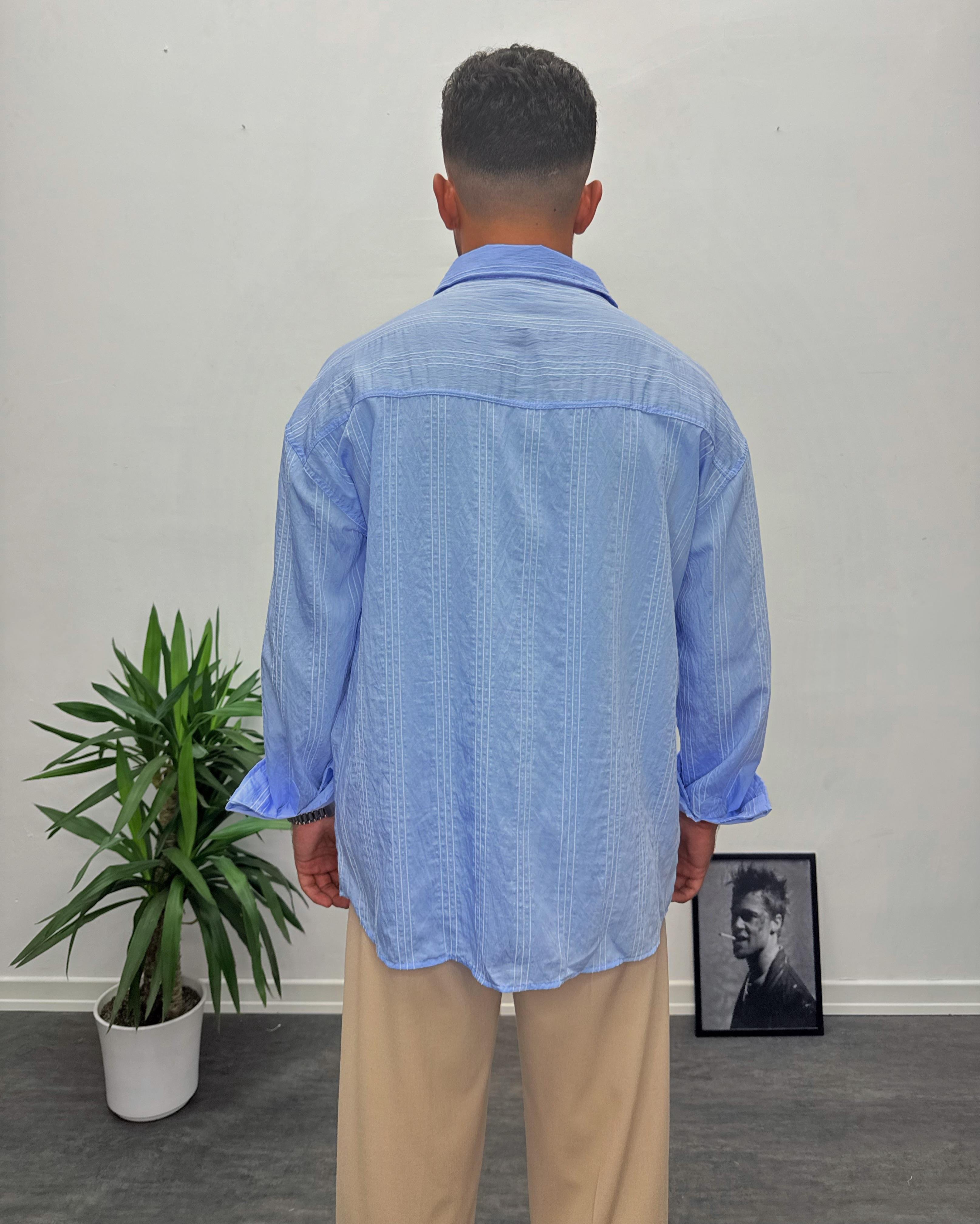 Açık Mavi Modal Kumaş Oversize Gömlek