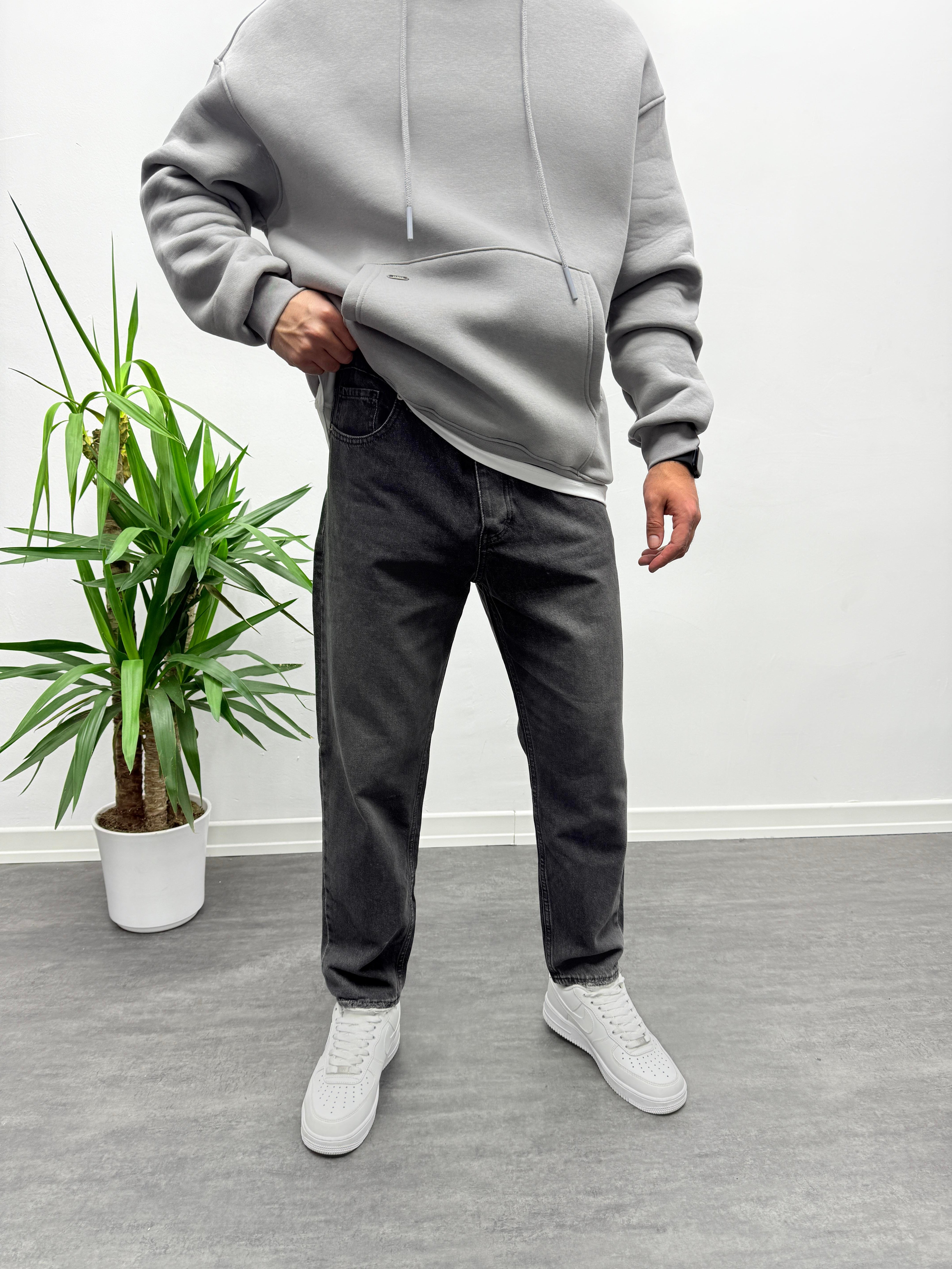 Antrasit Boyfriend Jean Pantolon