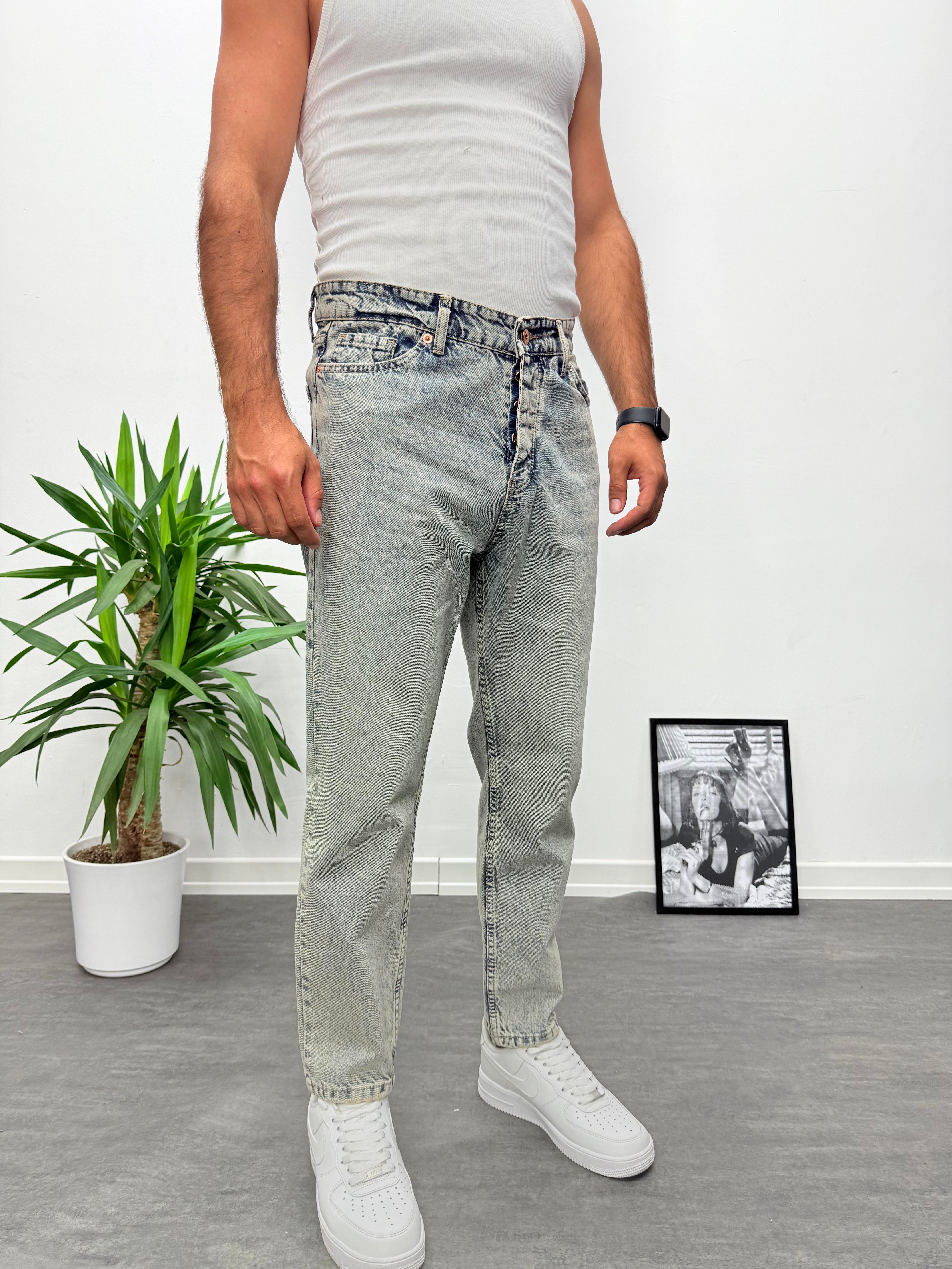 Asit Yıkamalı Boyfriend Jean Pantolon