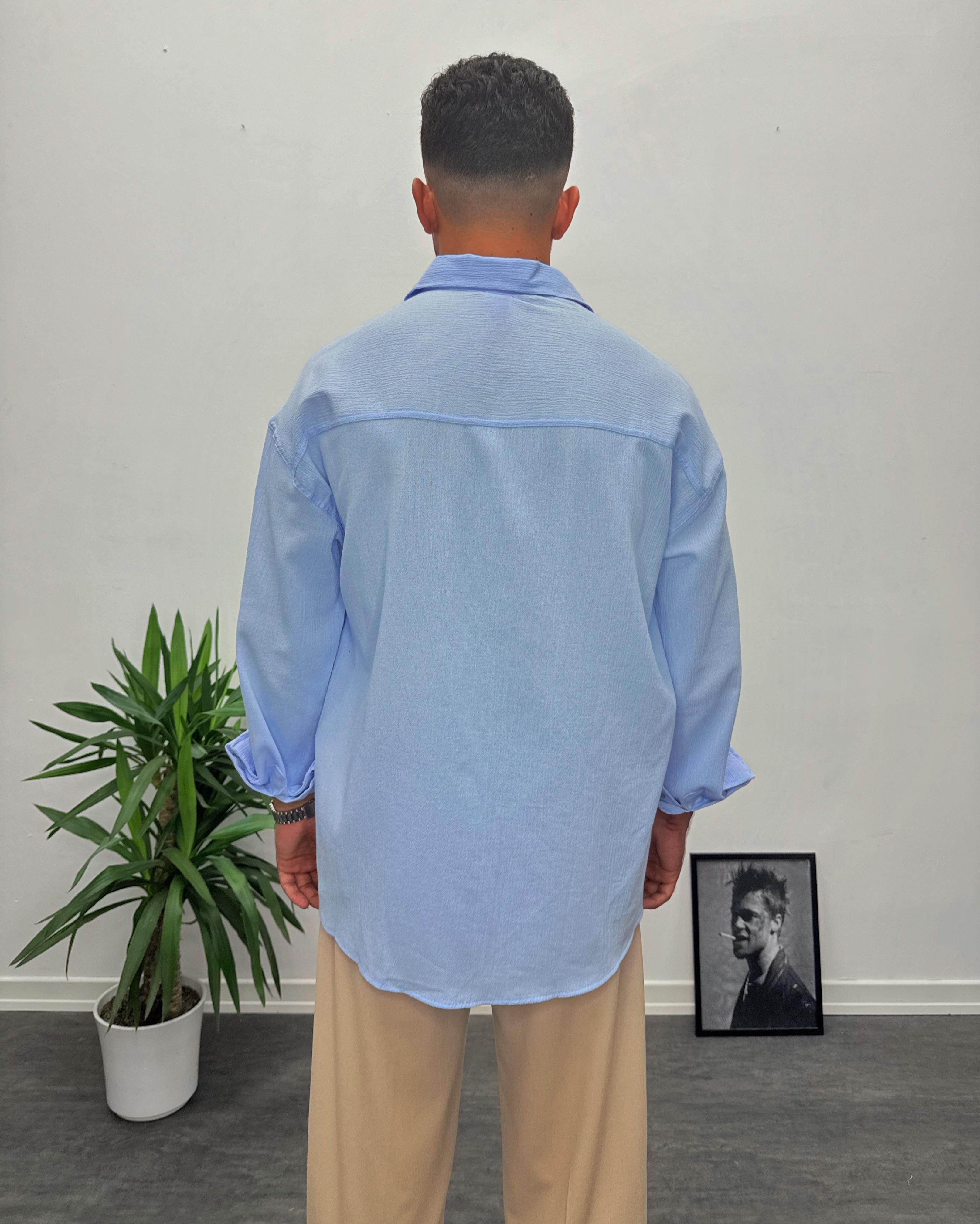 Bebe Mavisi Krinkıl Kumai Oversize Gömlek