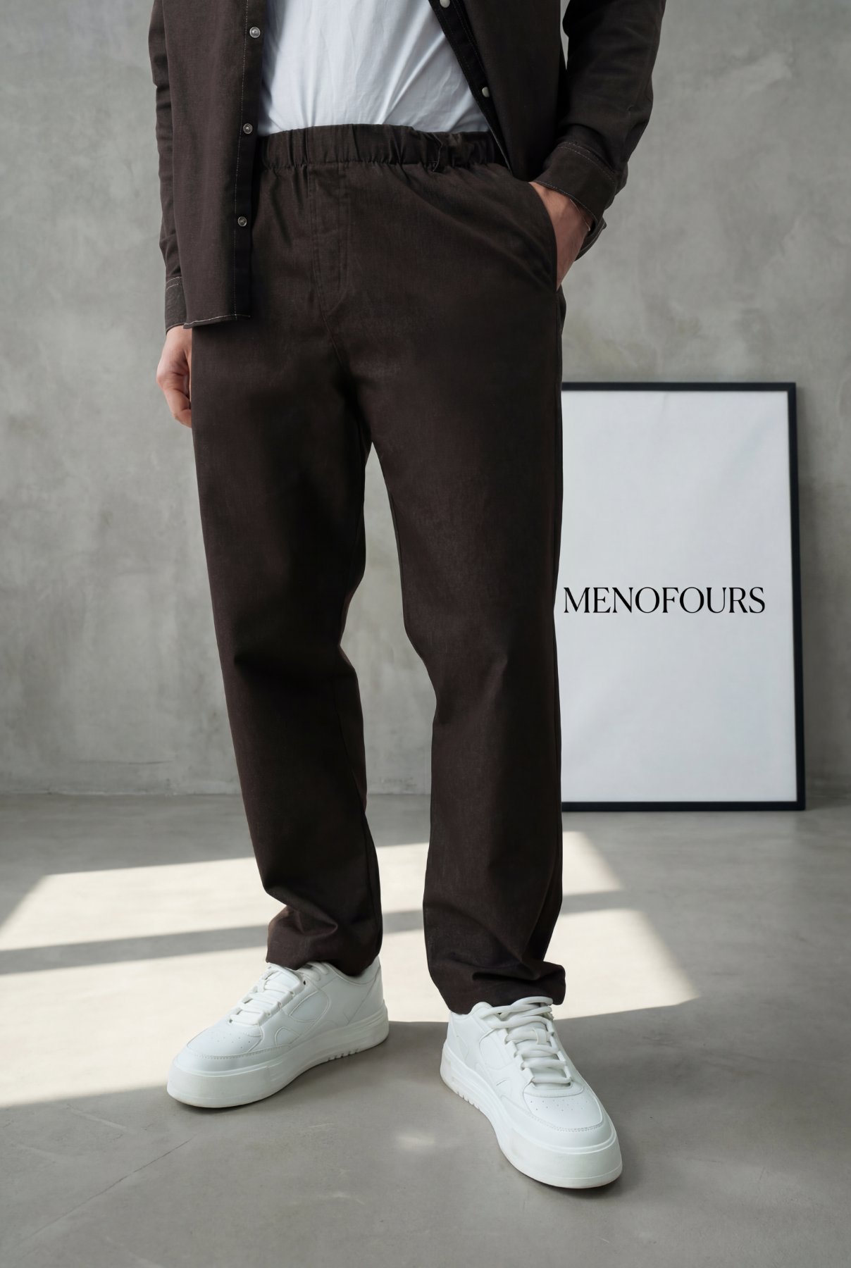 Denim Görünümlü Gabardin Baggy Pantolon Acı Kahve