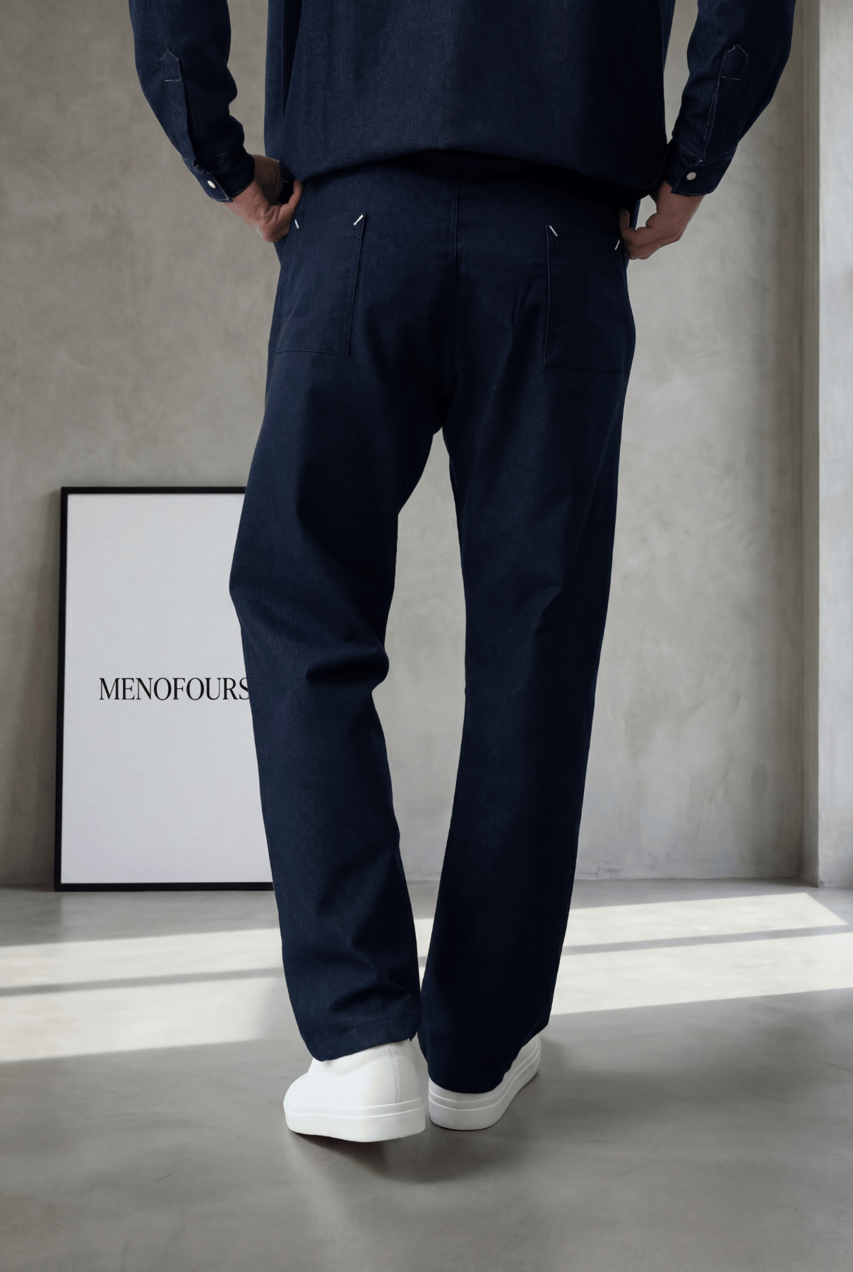 Denim Görünümlü Gabardin Baggy Pantolon Lacivert