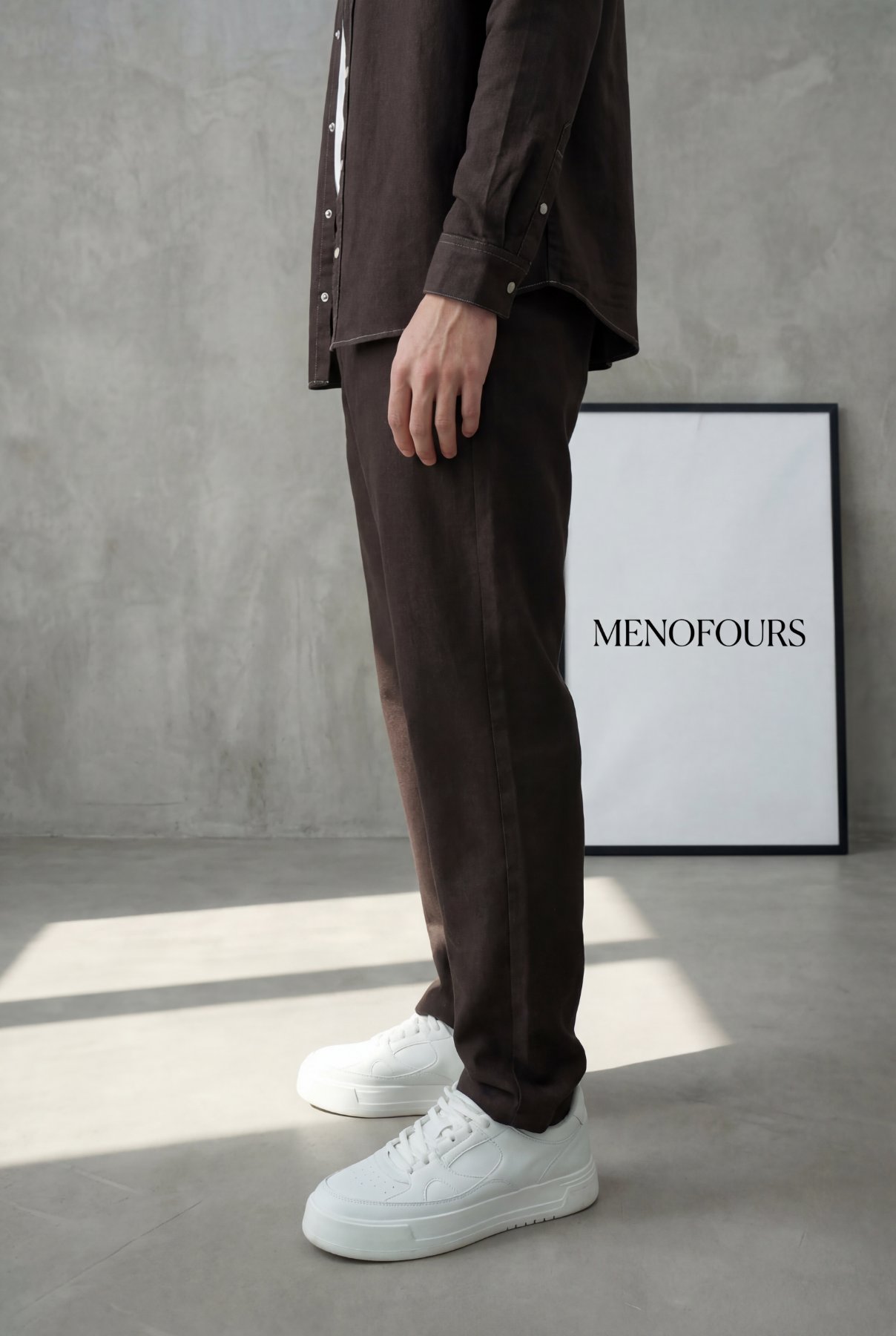 Denim Görünümlü Gabardin Baggy Pantolon Acı Kahve