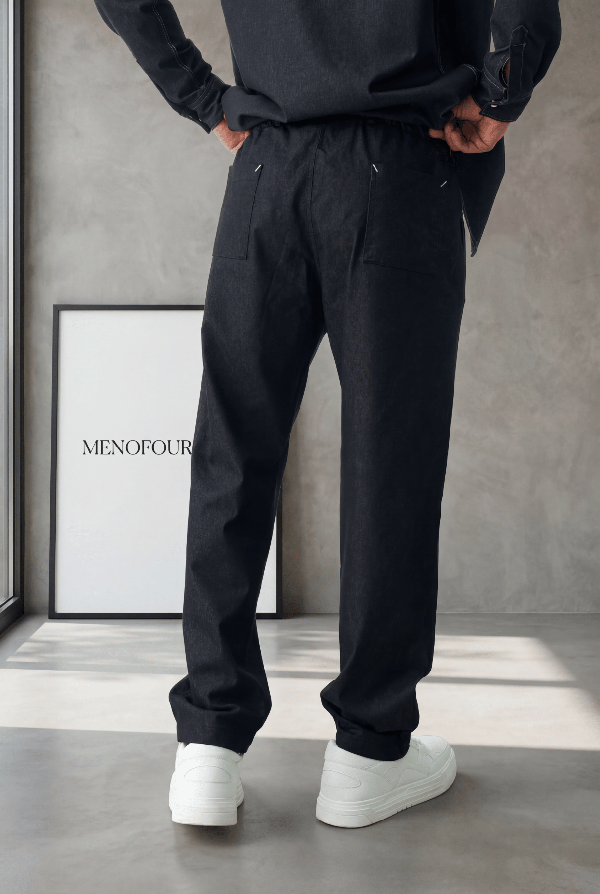 Denim Görünümlü Gabardin Baggy Pantolon Siyah
