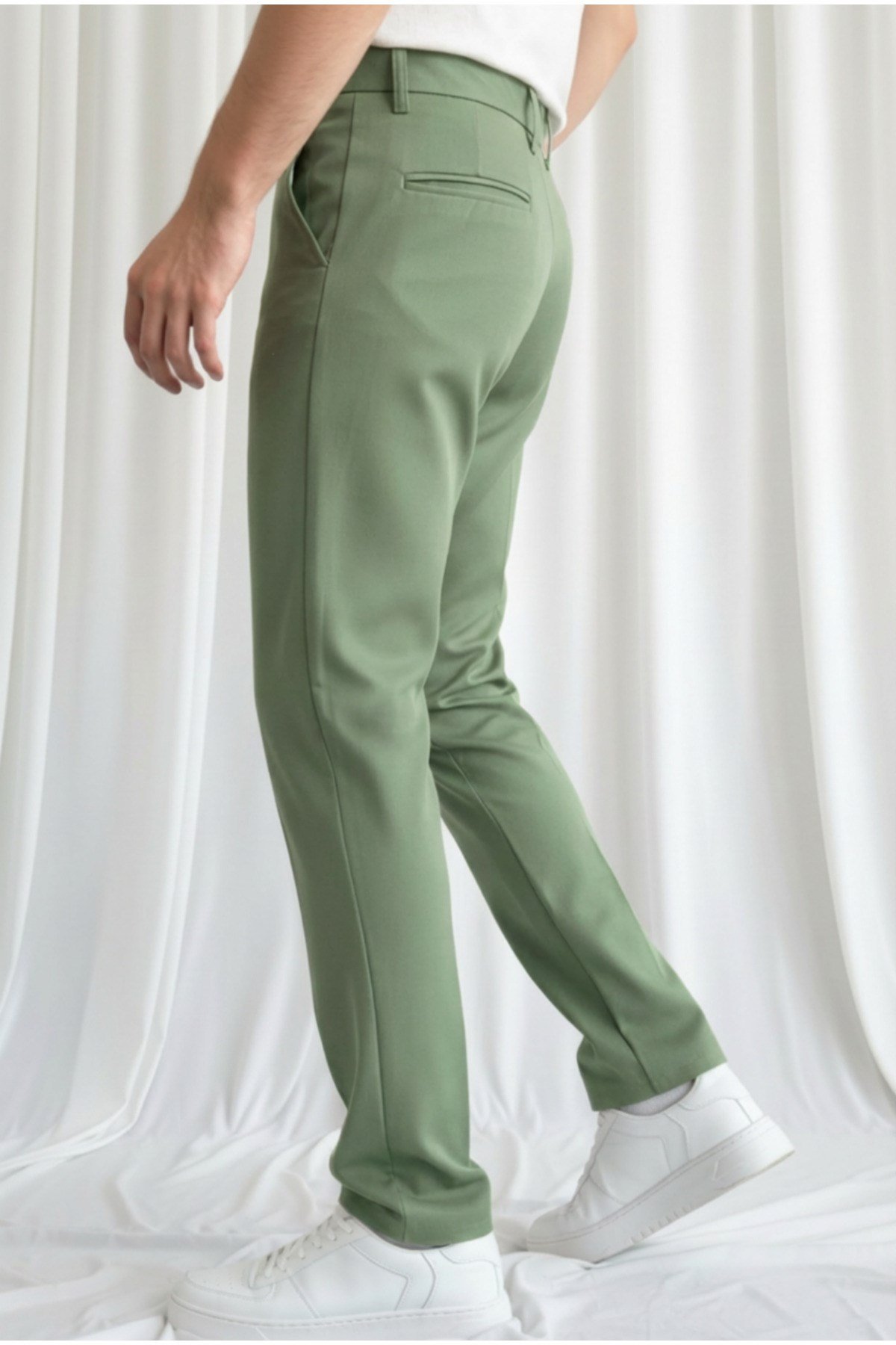 Erkek Old Money Premium Gizli Düğme Detay Kumaş Pantolon