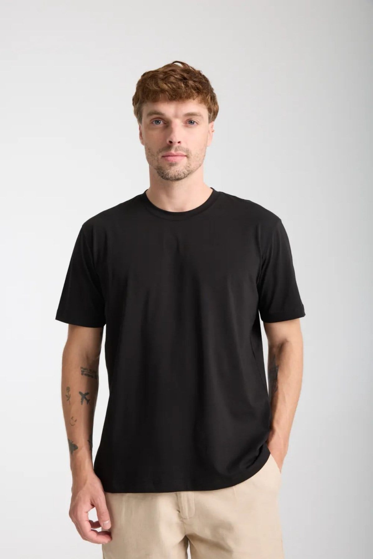 Erkek Regular-Fit 100% Pamuklu Basic Bisiklet yaka Kısa kol T-Shirt
