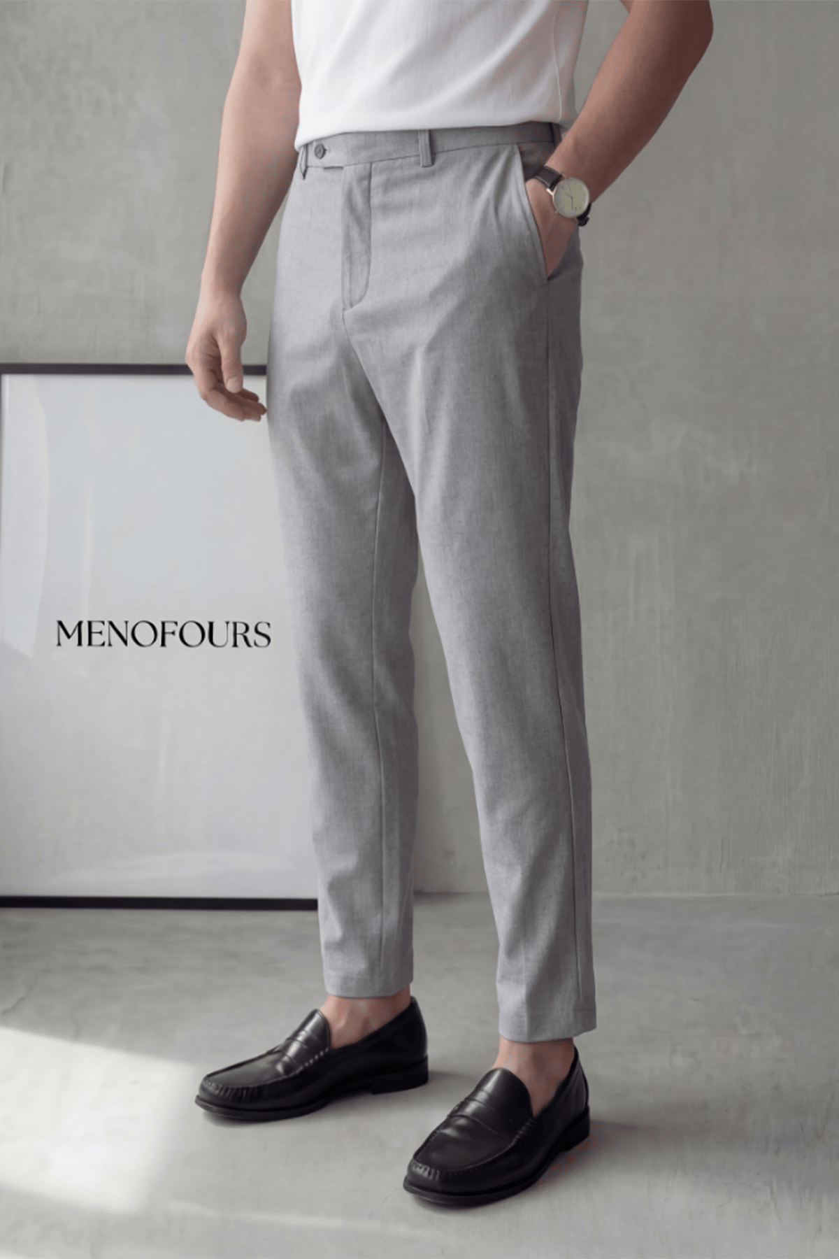 Erkek Regular-Fit Premium Kalite Old Money Kumaş Pantolon Açık Gri