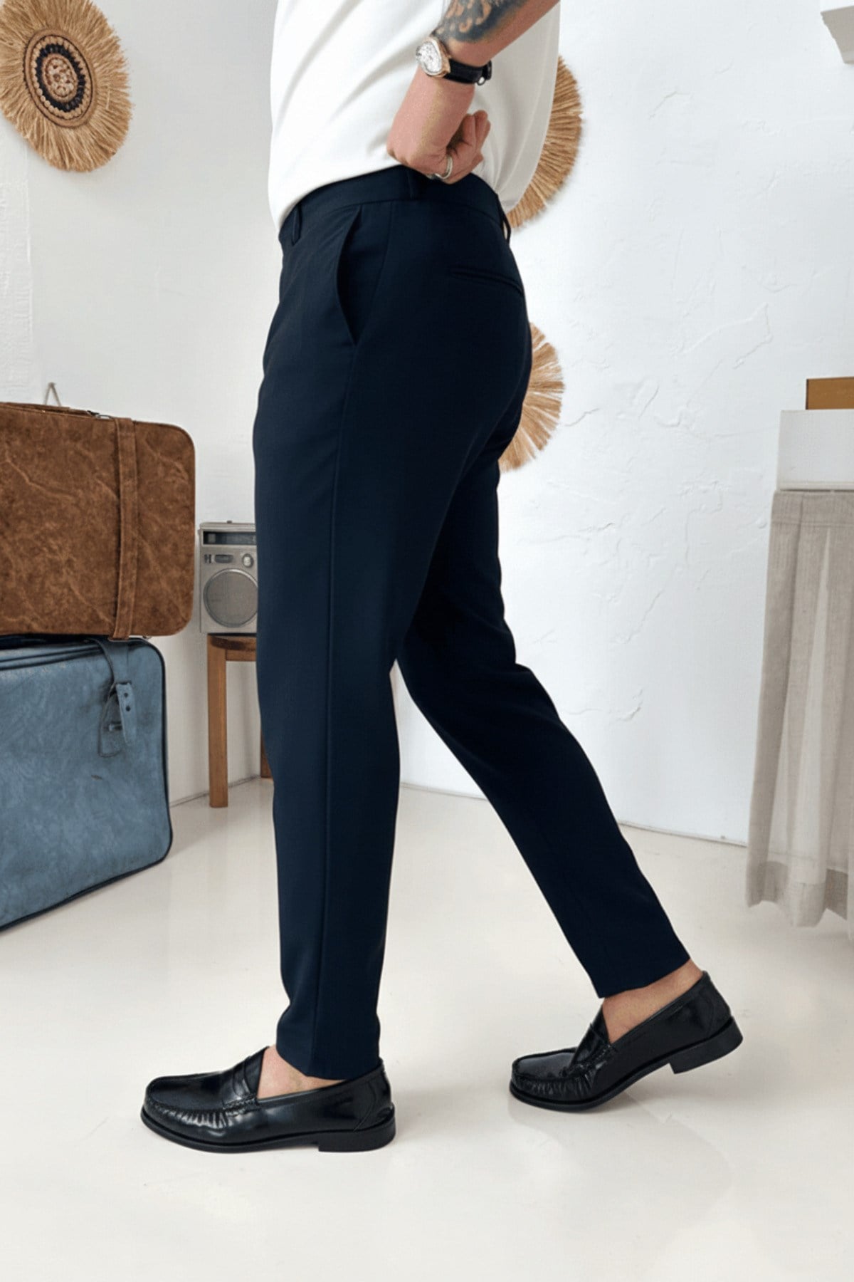 Erkek Regular-Fit Premium Kalite Old Money Kumaş Pantolon Lacivert