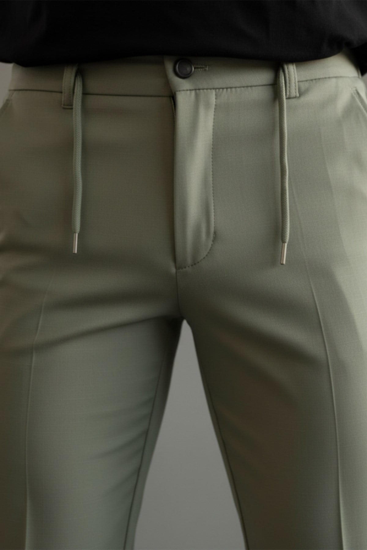 Erkek Regular-Fit Premium ZR Model Beli İpli Pantolon Haki