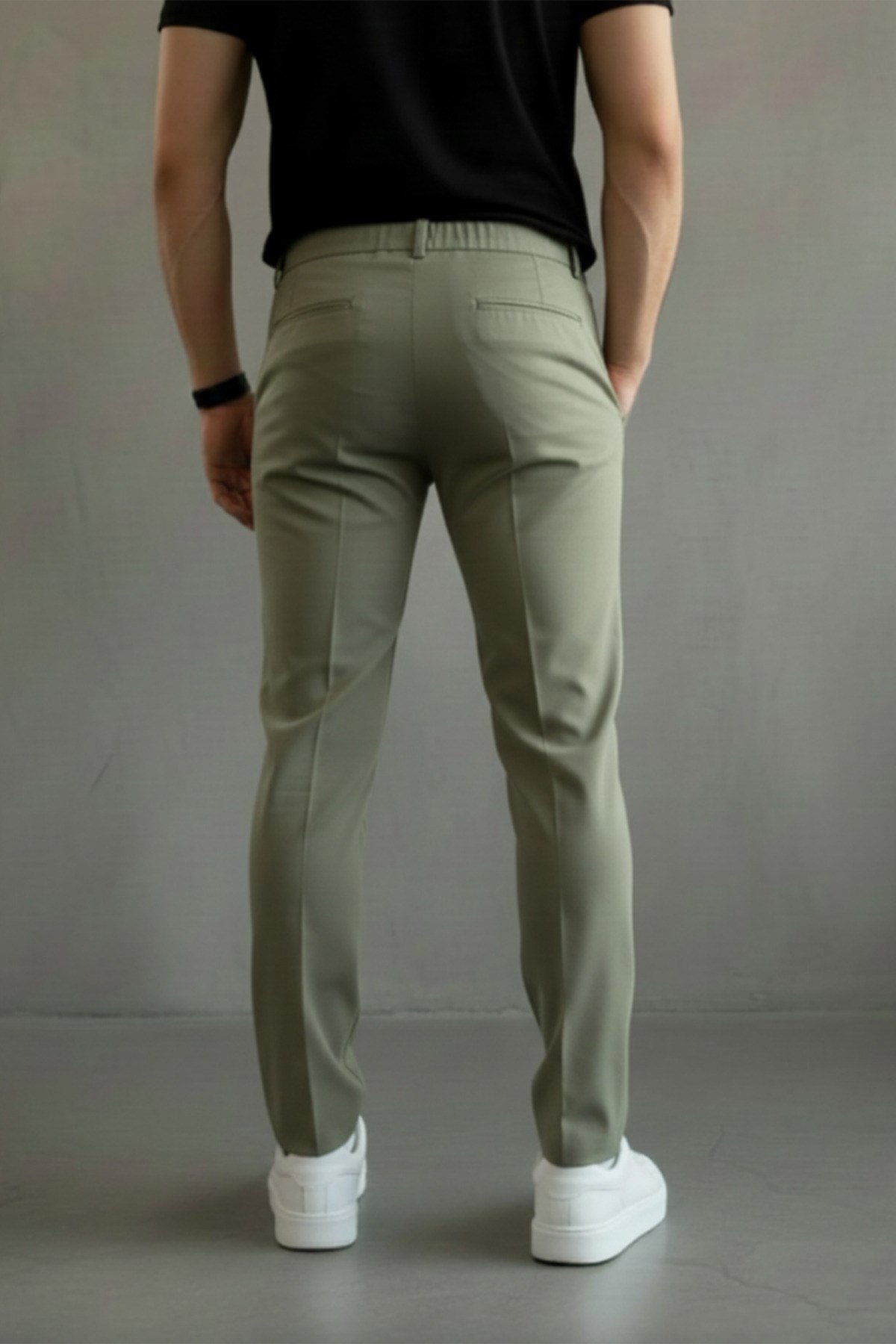 Erkek Regular-Fit Premium ZR Model Beli İpli Pantolon Haki