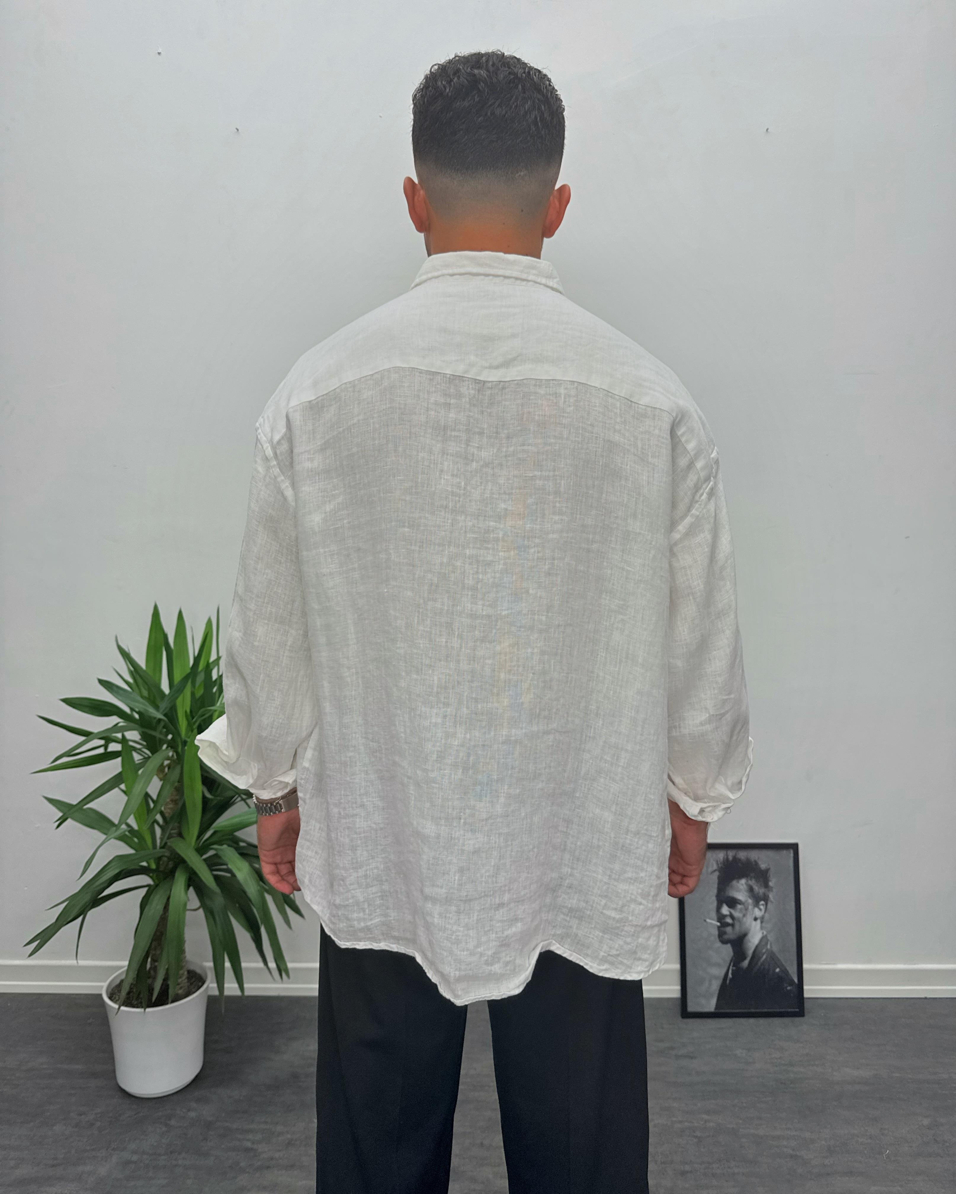 Giesto %100 Keten Oversize Gömlek Beyaz
