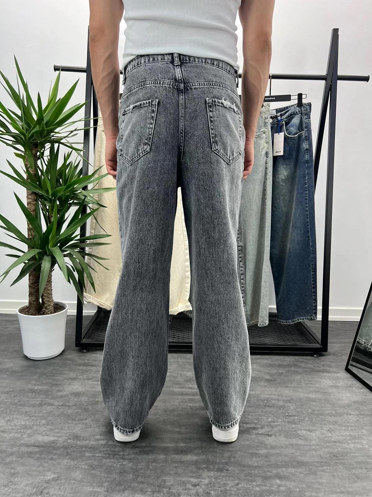 Gri Asit Yıkamalı Skater Fit Baggy Pantolon