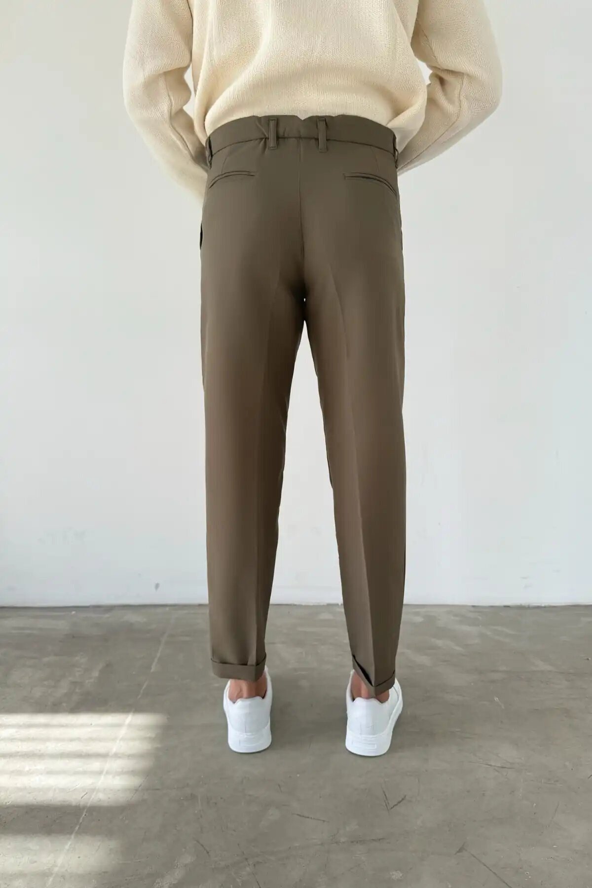 Haki Kısa Dilli Double Paça İtalyan Kesim Gabardin Kumaş Pantolon