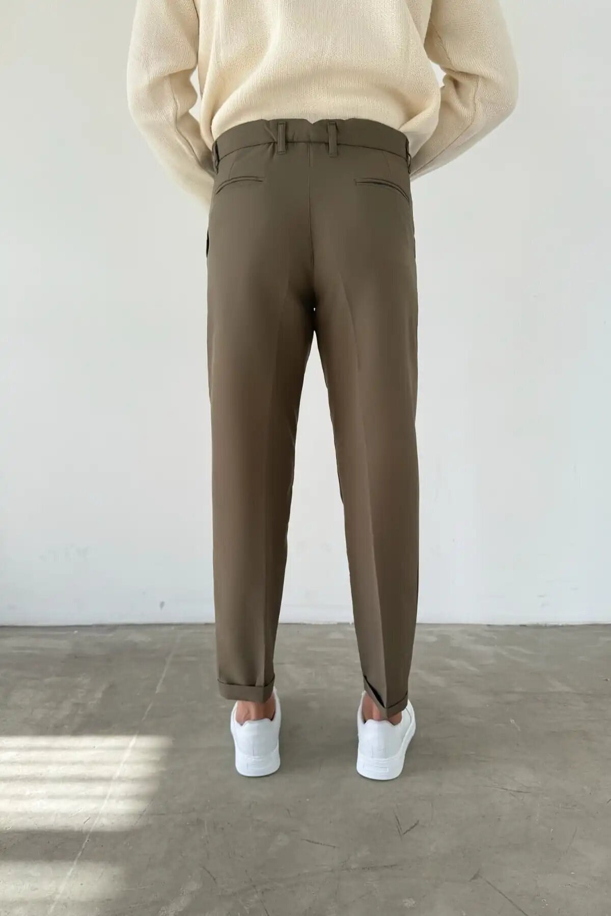 Haki Kısa Dilli Double Paça İtalyan Kesim Gabardin Kumaş Pantolon