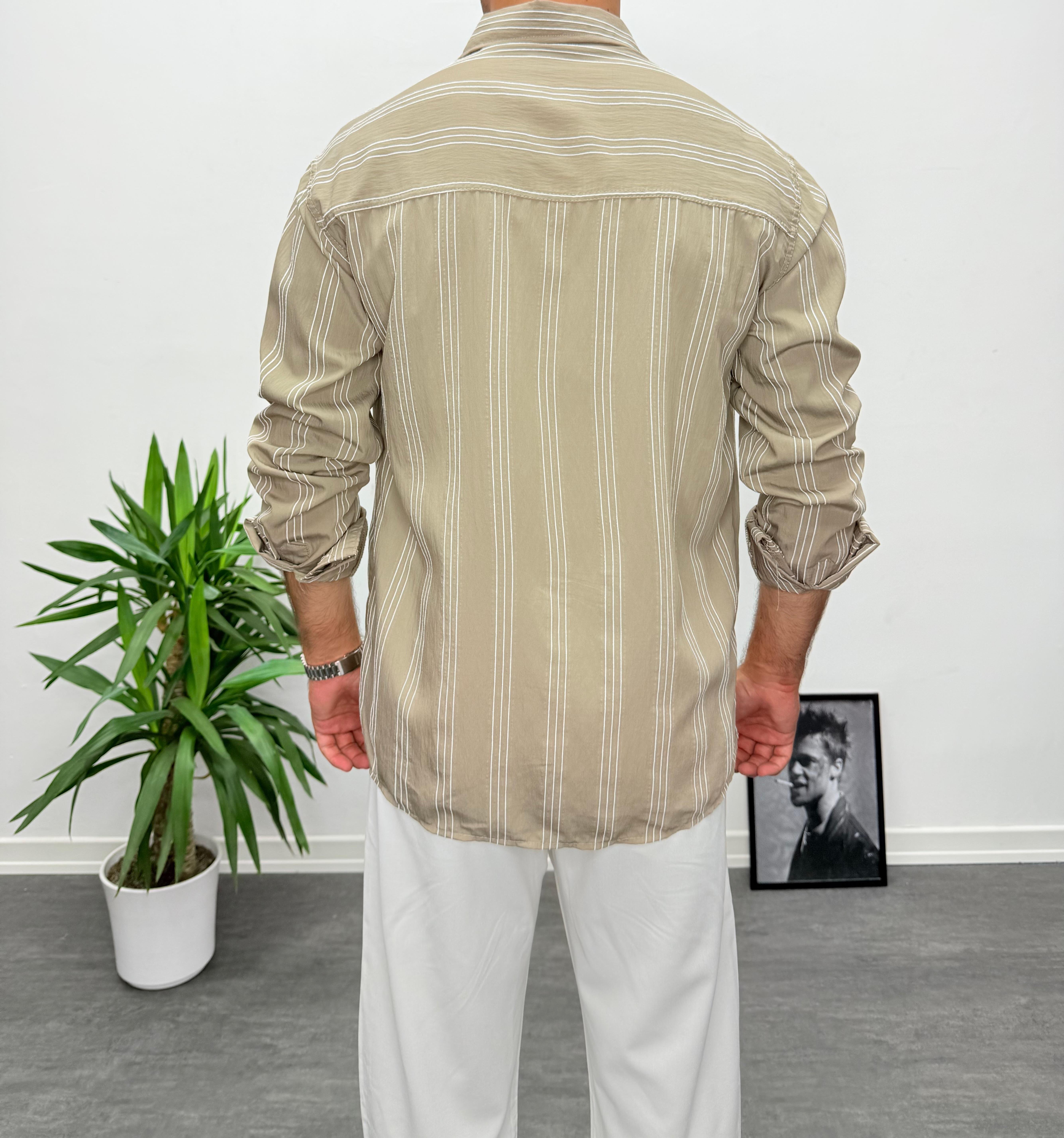 Haki Modal Kumaş Oversize Gömlek