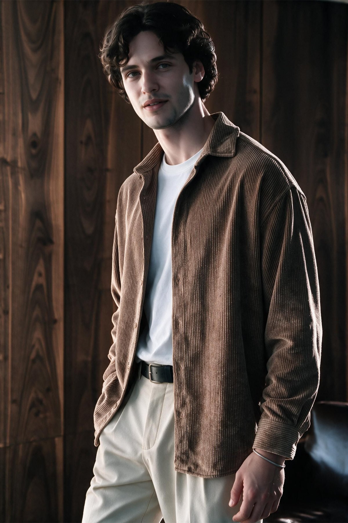 Maren Erkek Premium Kalite Oversize Kadife Uzun Kollu Gömlek Ceket Mocha Vizon