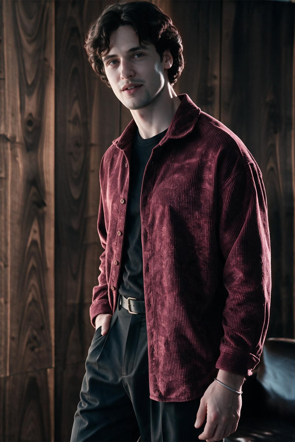 Maren Erkek Premium Kalite Oversize Kadife Uzun Kollu Gömlek Ceket Bordo