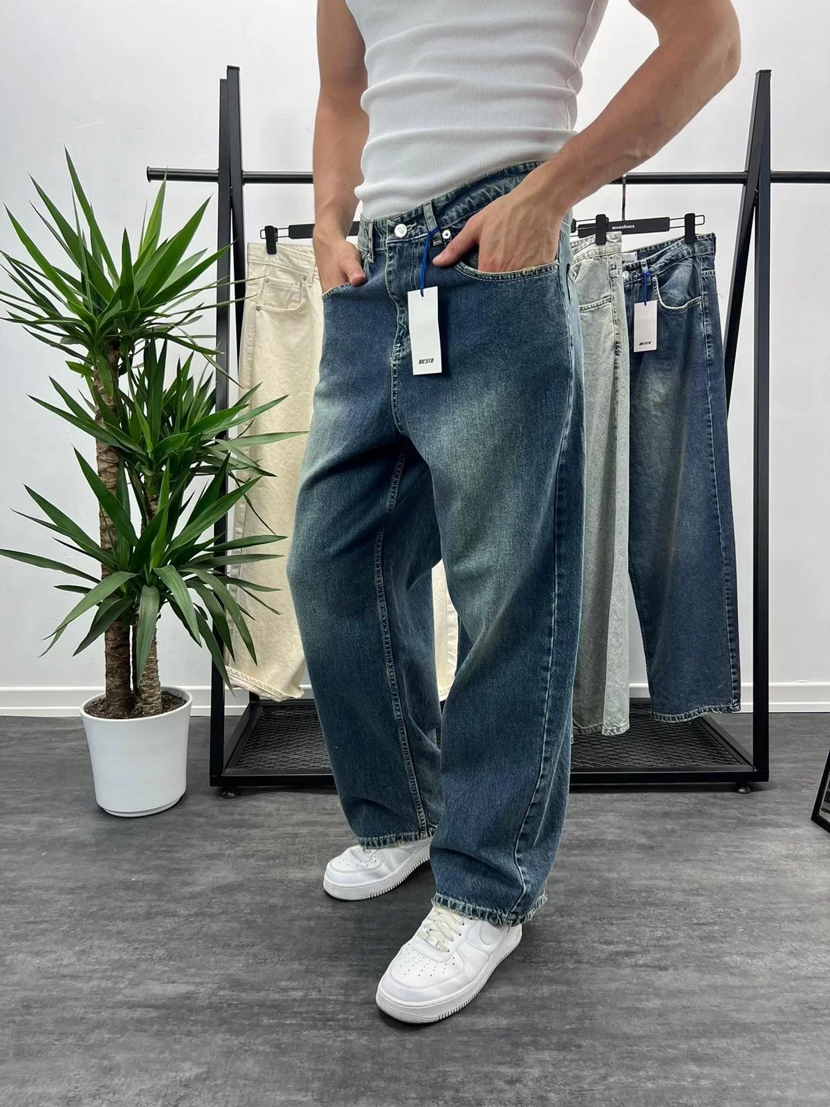 Mavi Yıkamalı Skater Fit Baggy Pantolon