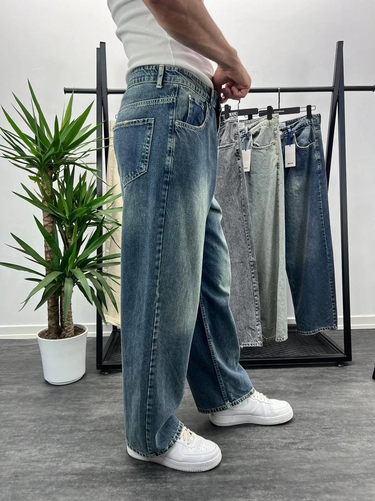 Mavi Yıkamalı Skater Fit Baggy Pantolon