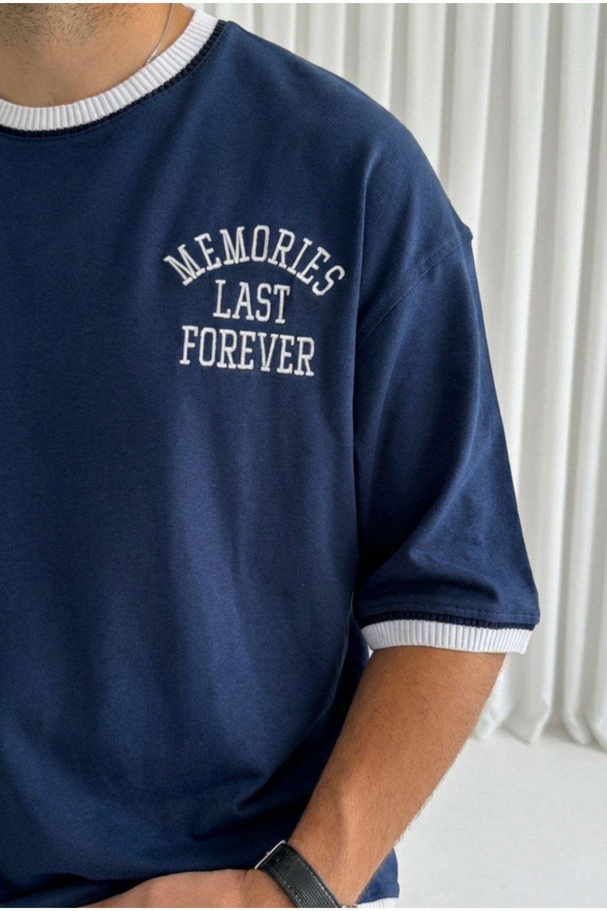Memories Last Forever Nakış Oversize Kalıp Tişört