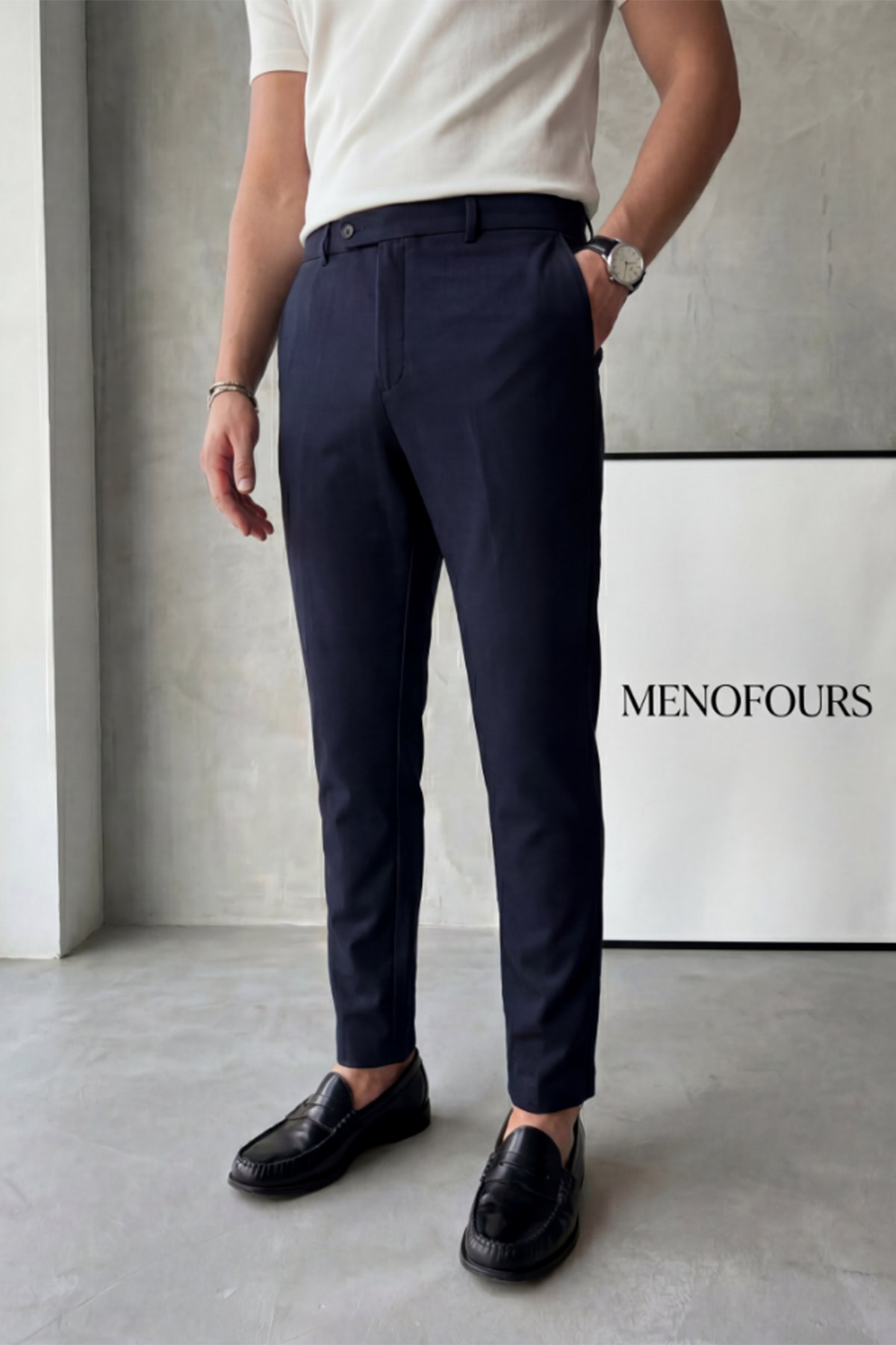 Old Money Regular Kalıp Kısa Dilli Kumaş Pantolon Lacivert