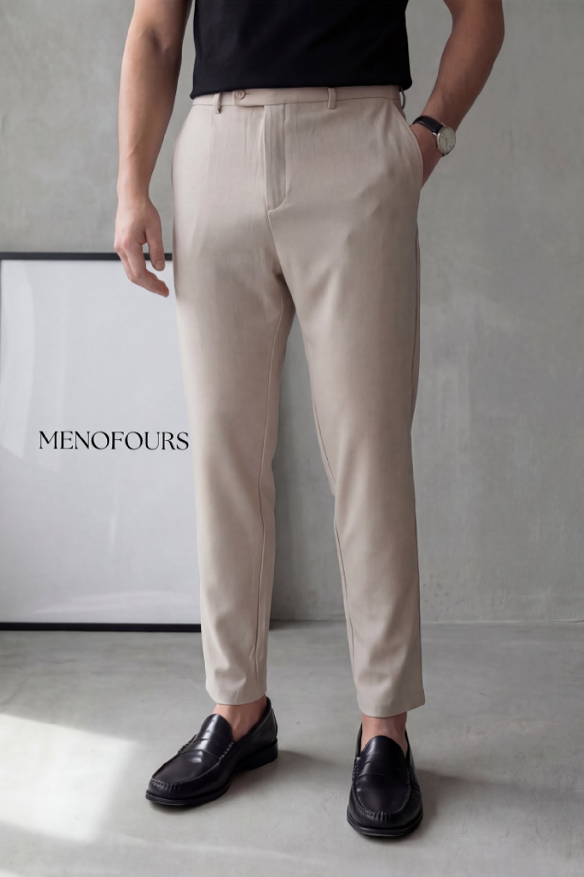 Old Money Regular Kalıp Kısa Dilli Kumaş Pantolon Bej