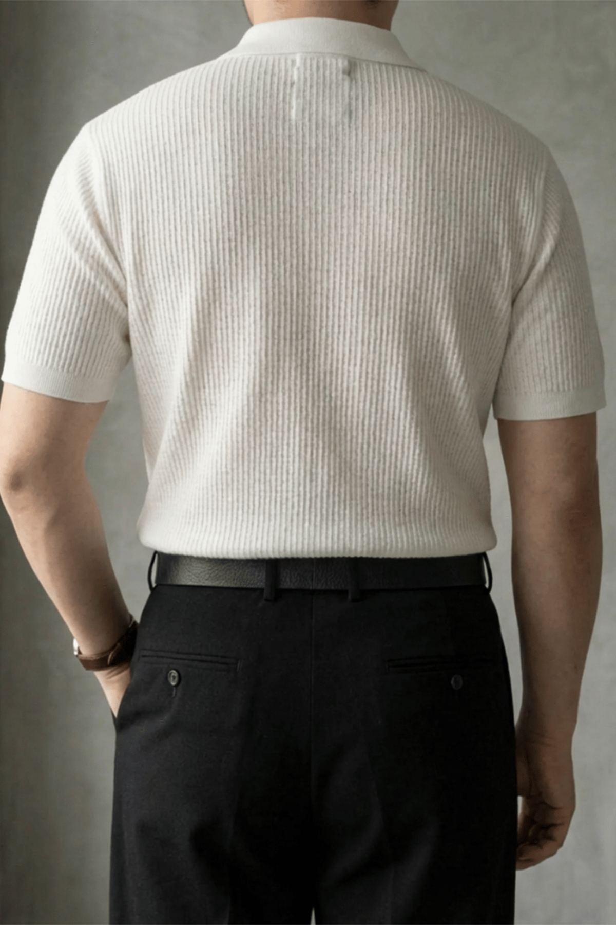 Örgü Detaylı Düğmeli Polo Yaka Triko T-Shirt