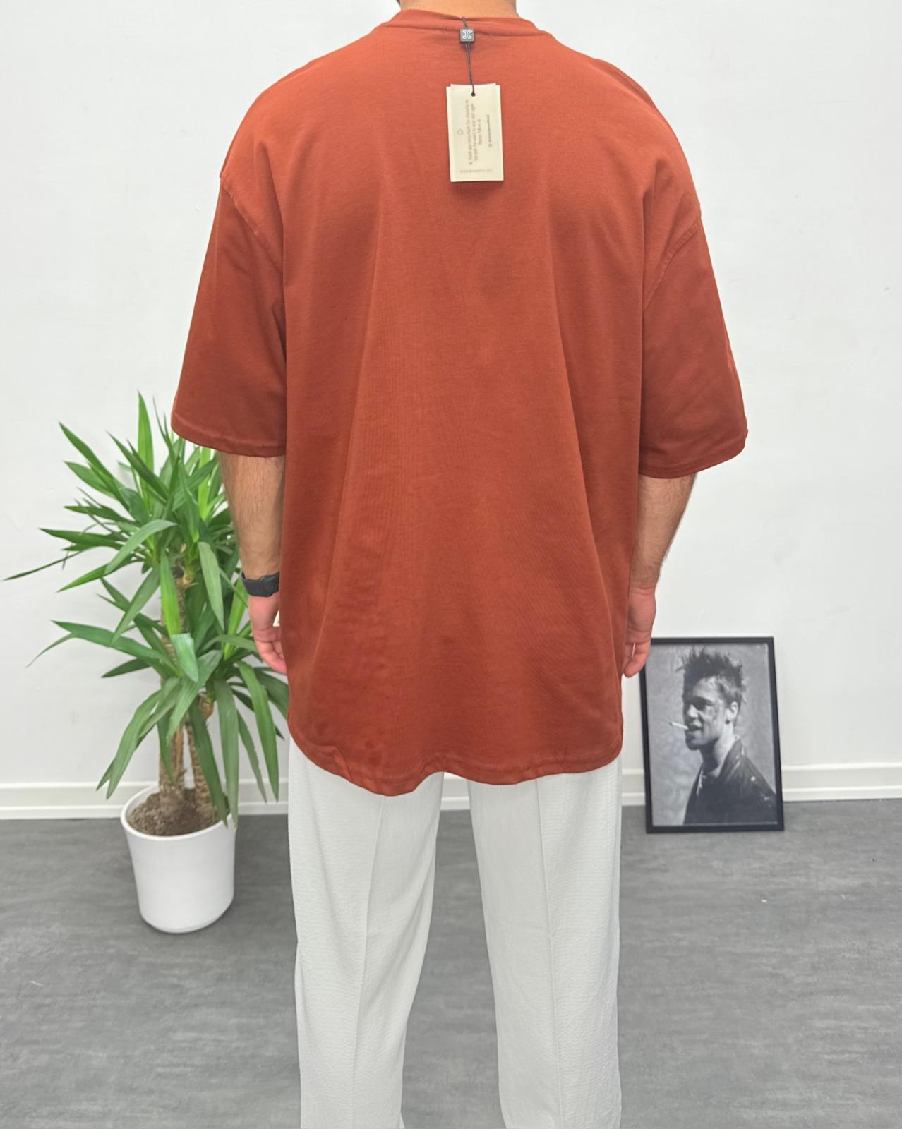 Oversize Basic T-Shirt Acı Kahve