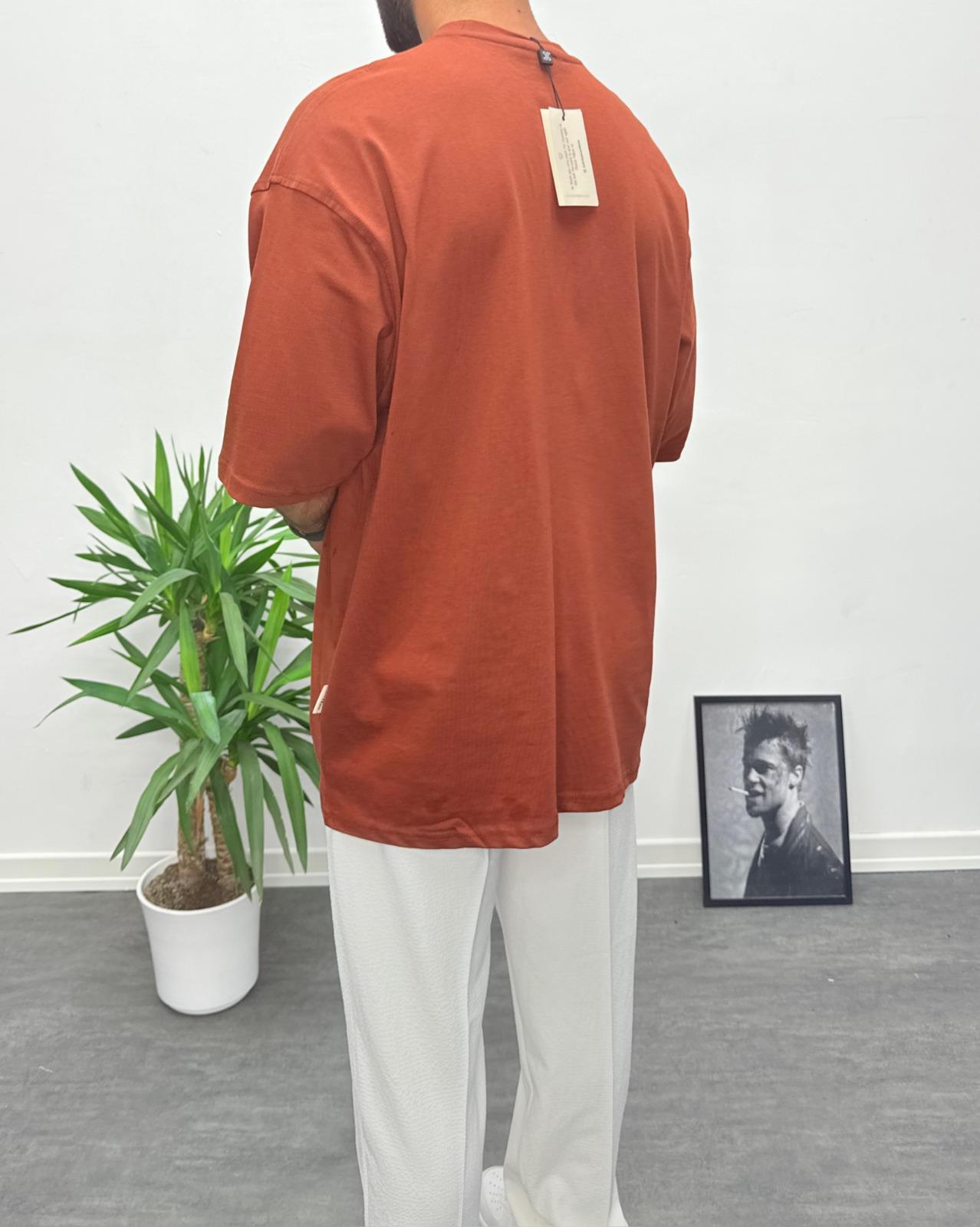 Oversize Basic T-Shirt Acı Kahve