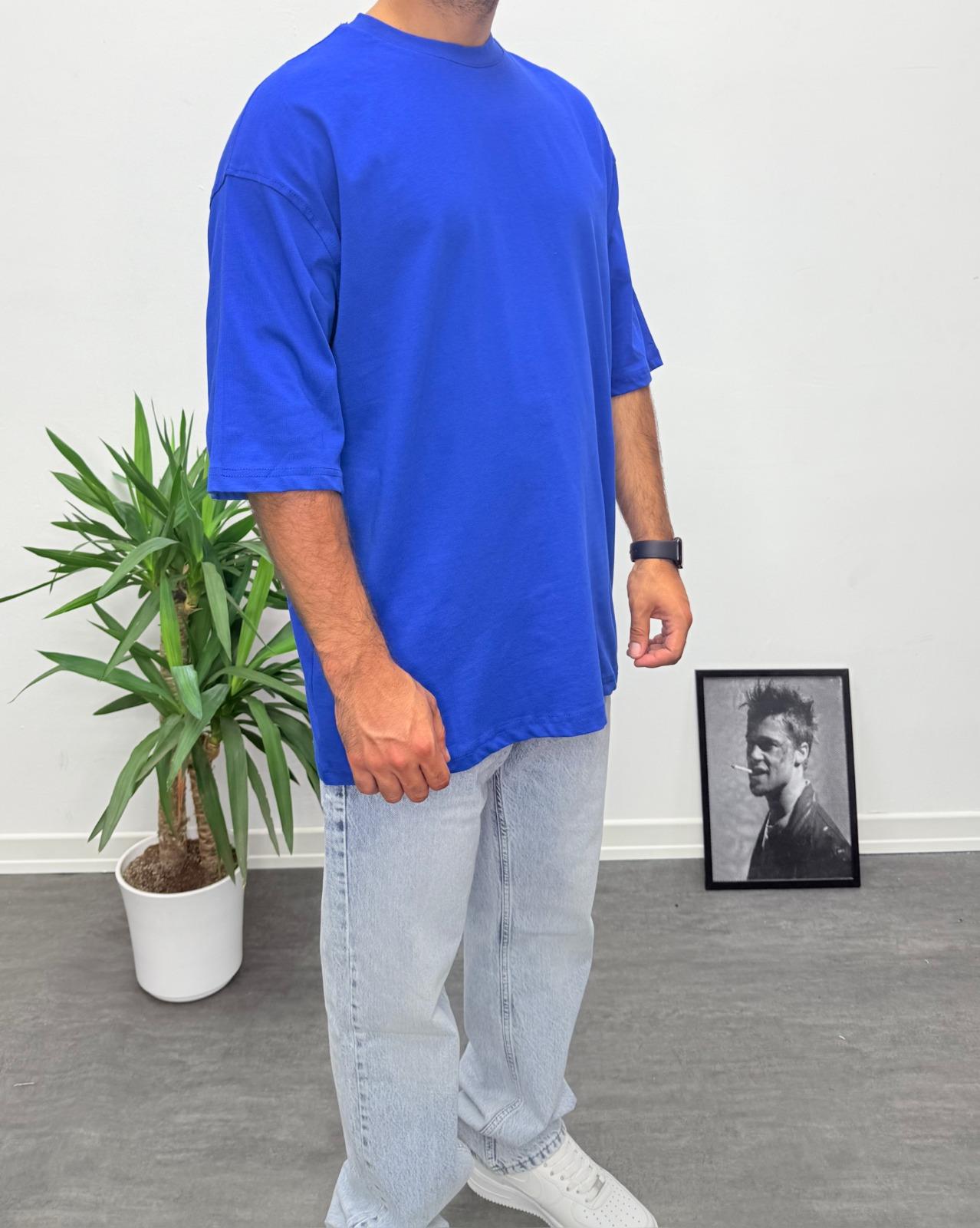 Oversize Basic T-Shirt Mavi