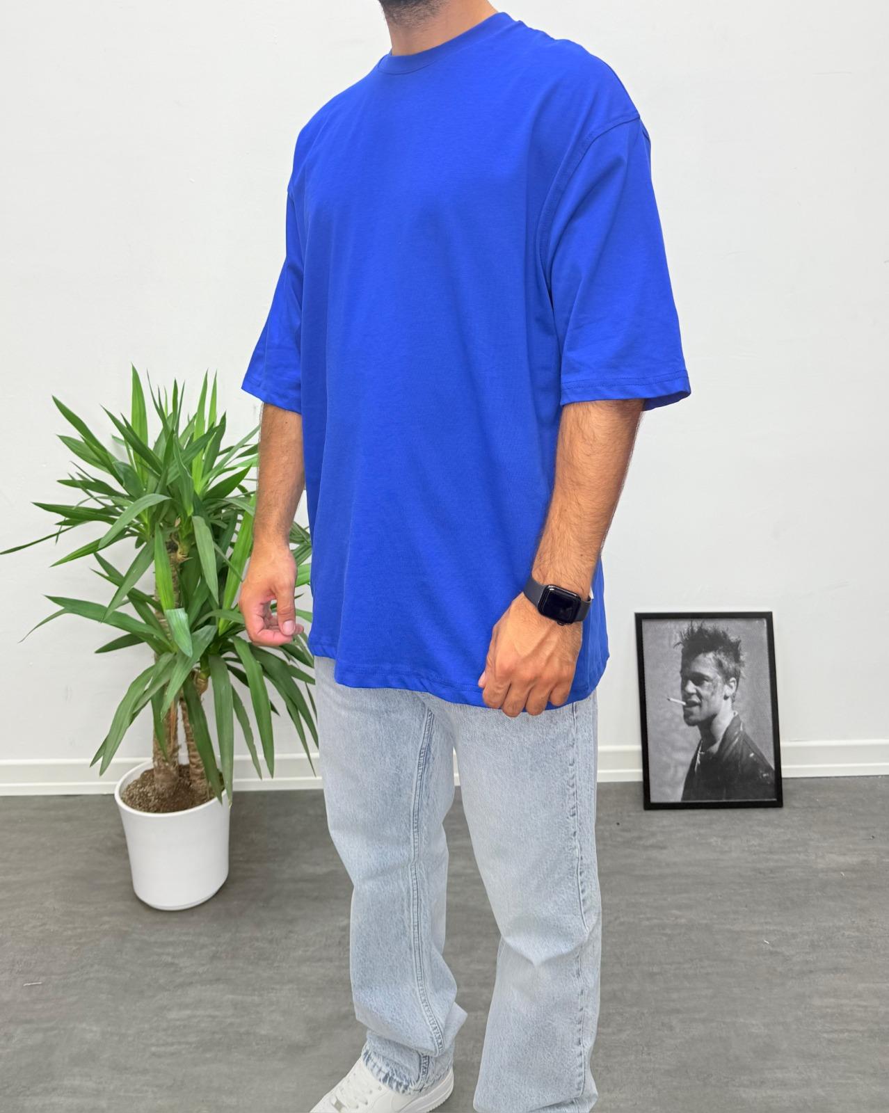 Oversize Basic T-Shirt Mavi