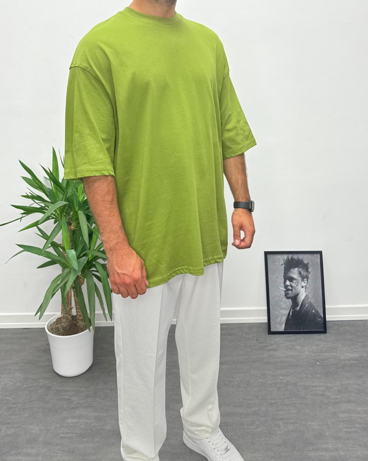 Oversize Basic T-Shirt Yeşil