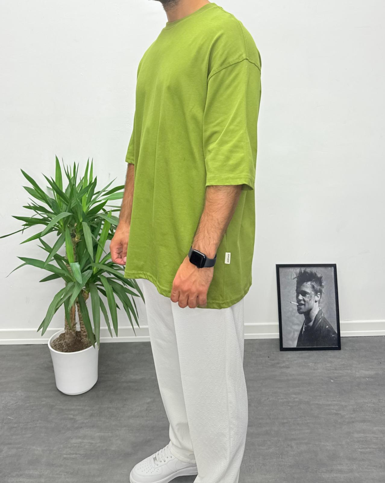 Oversize Basic T-Shirt Yeşil