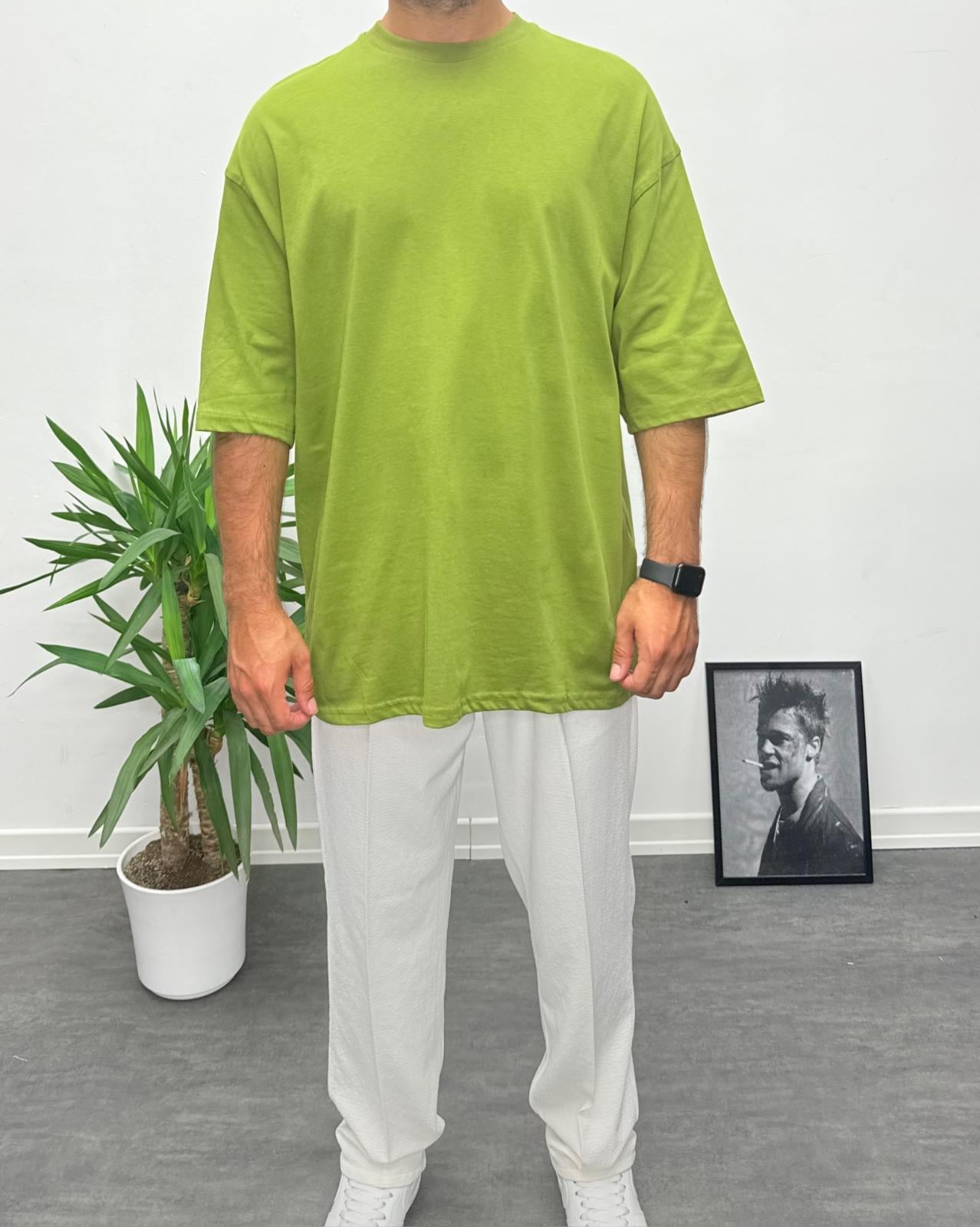 Oversize Basic T-Shirt Yeşil