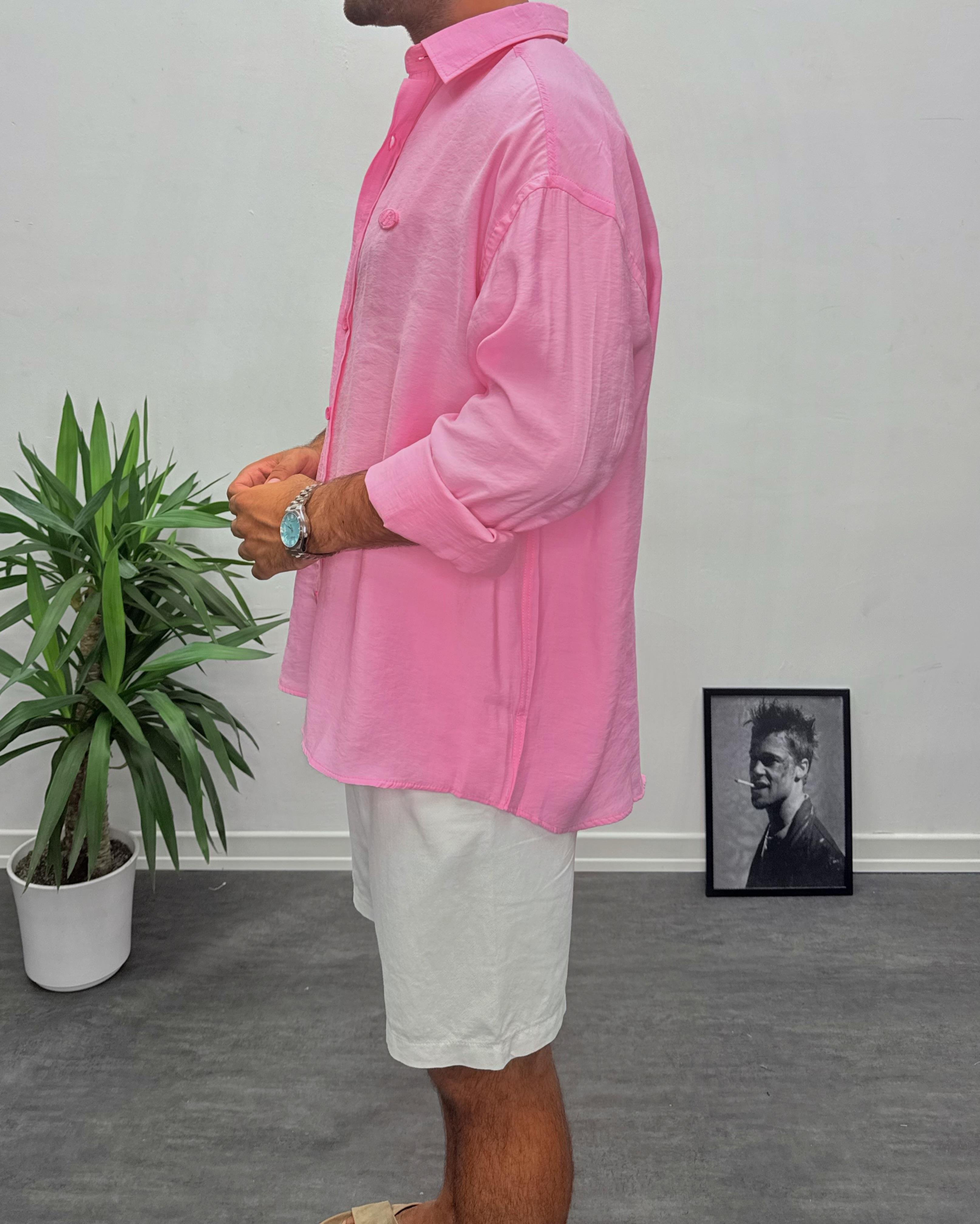 Pembe Modal Kumaş Gömlek