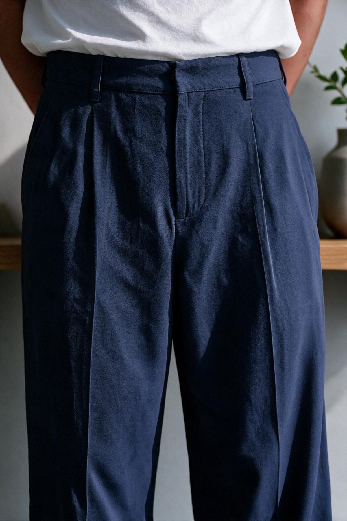 Vento Erkek Premium Tek Pile Detaylı Keten Baggy Pantolon