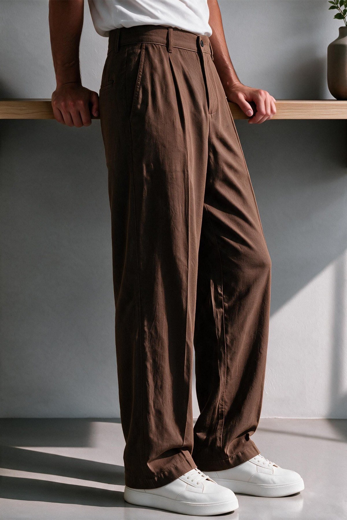 Vento Erkek Premium Tek Pile Detaylı Keten Baggy Pantolon