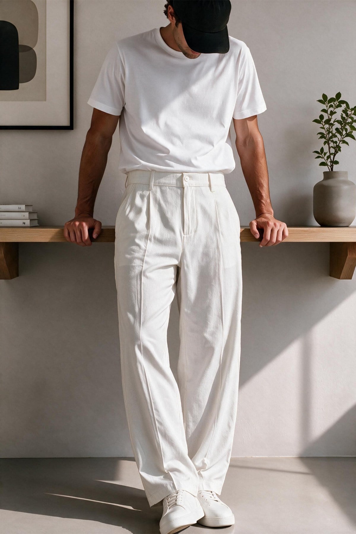 Vento Erkek Premium Tek Pile Detaylı Keten Baggy Pantolon