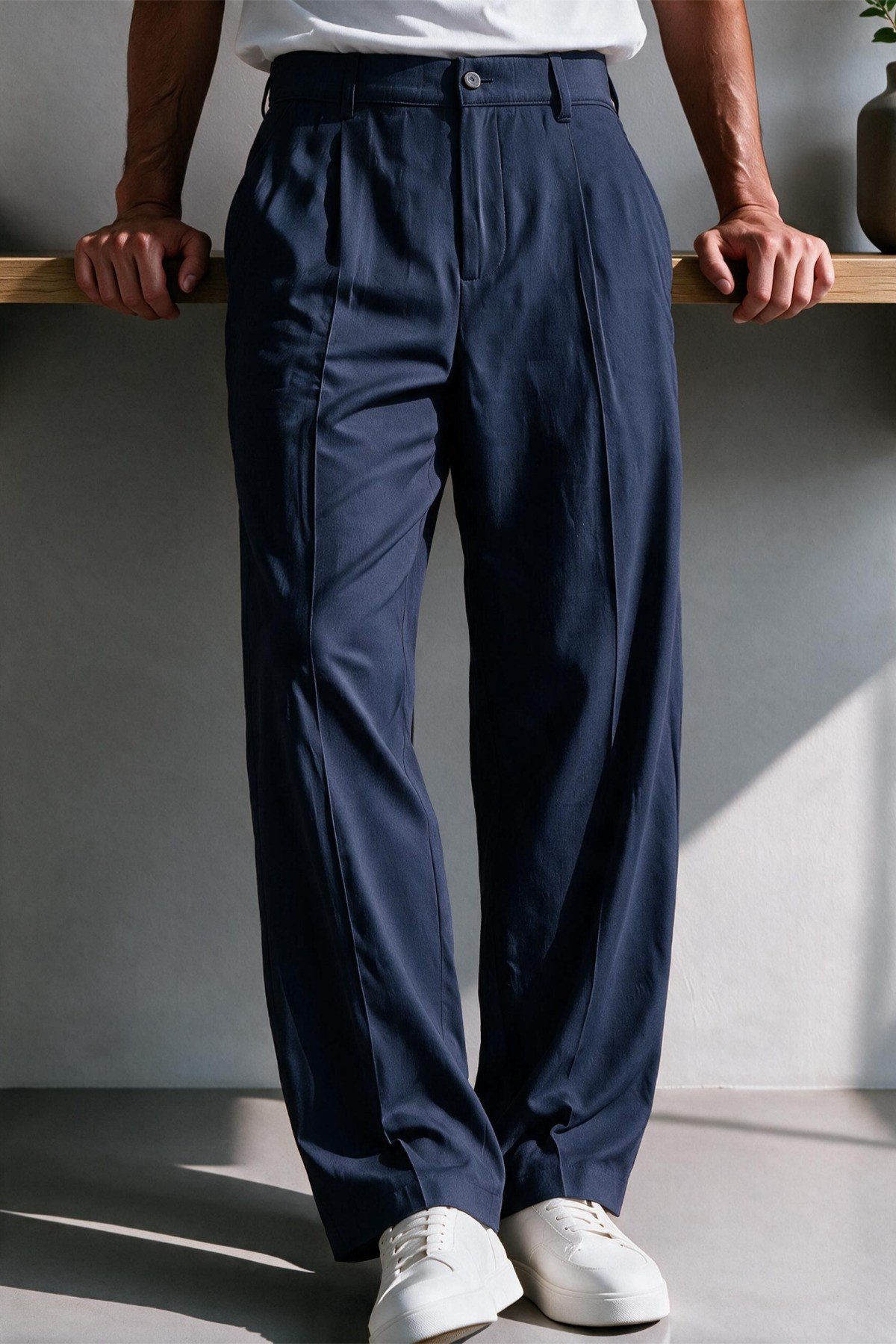 Vento Erkek Premium Tek Pile Detaylı Keten Baggy Pantolon