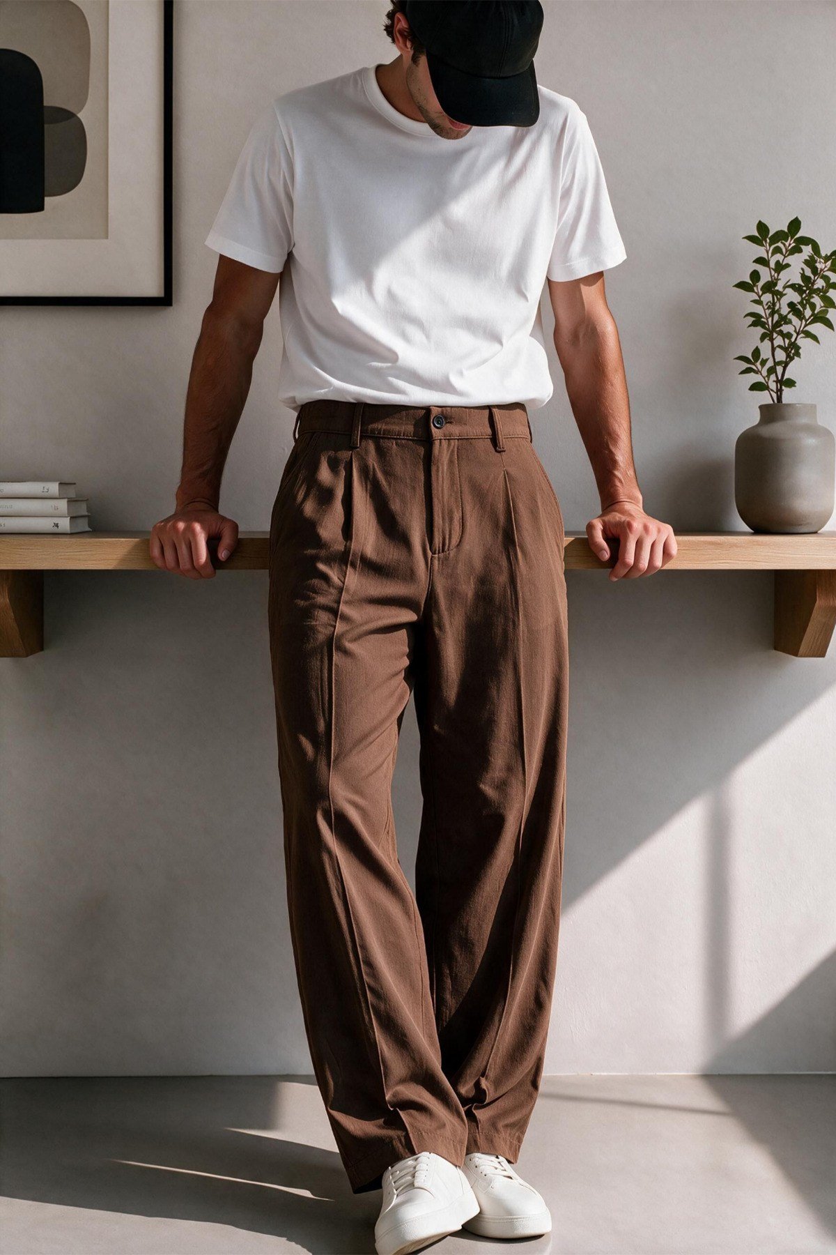 Vento Erkek Premium Tek Pile Detaylı Keten Baggy Pantolon