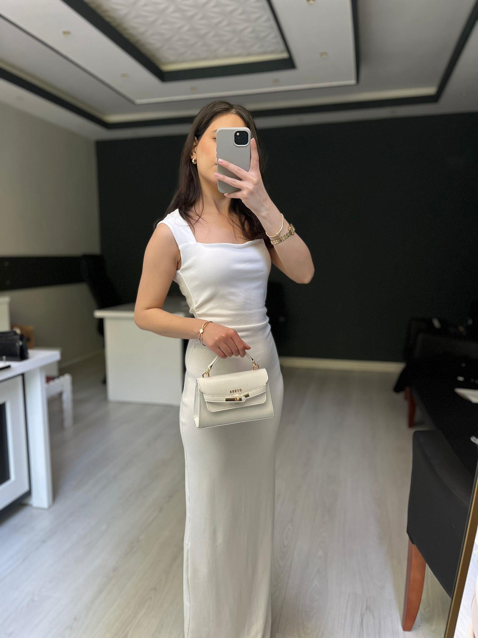 BEYAZ MAXİ ELBİSE