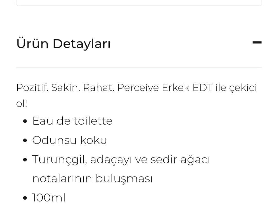 Perceive Erkek Parfüm EDT 100 ML