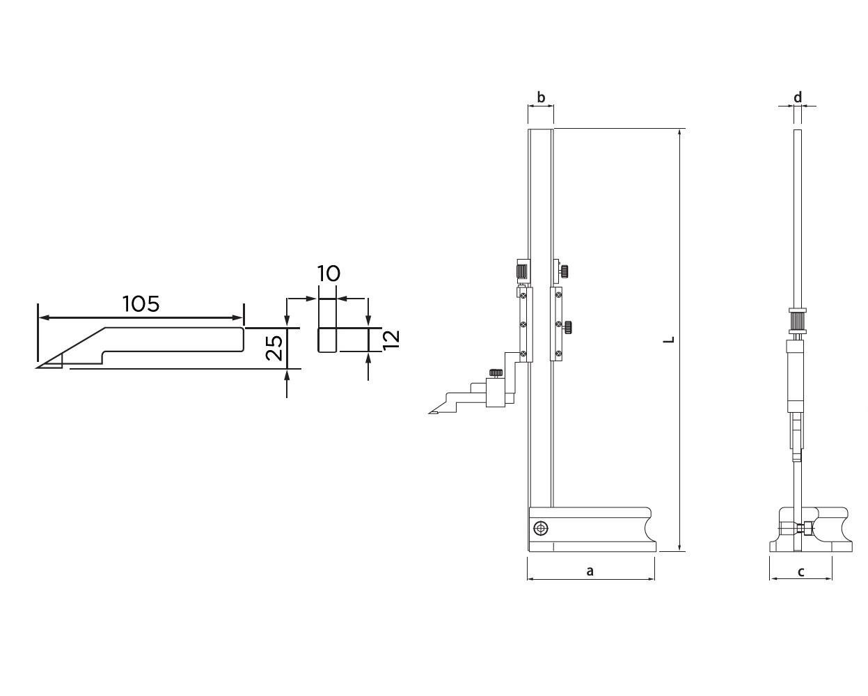 Asimeto Mekanik Yükseklik Mihengiri 0-500 Mm