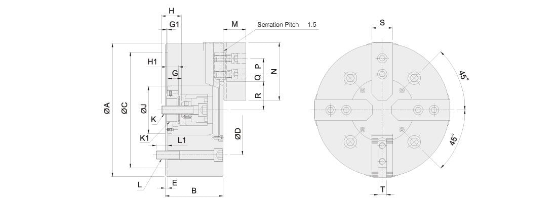 Auto Grip Hidrolik Ayna 4 Ayaklı Açık Merkezli 200X4